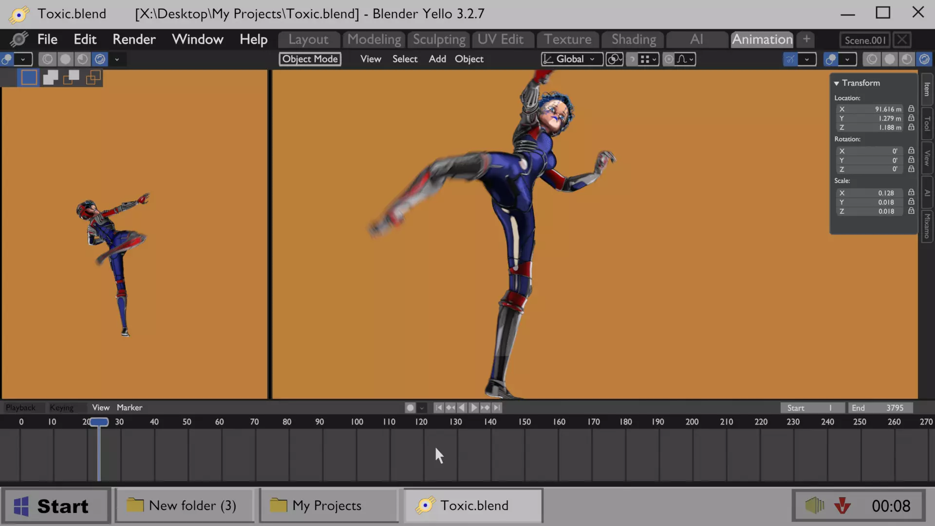 Asymmetric Robotic Characters Cyborg Girl Pack Low-poly 3D model_49