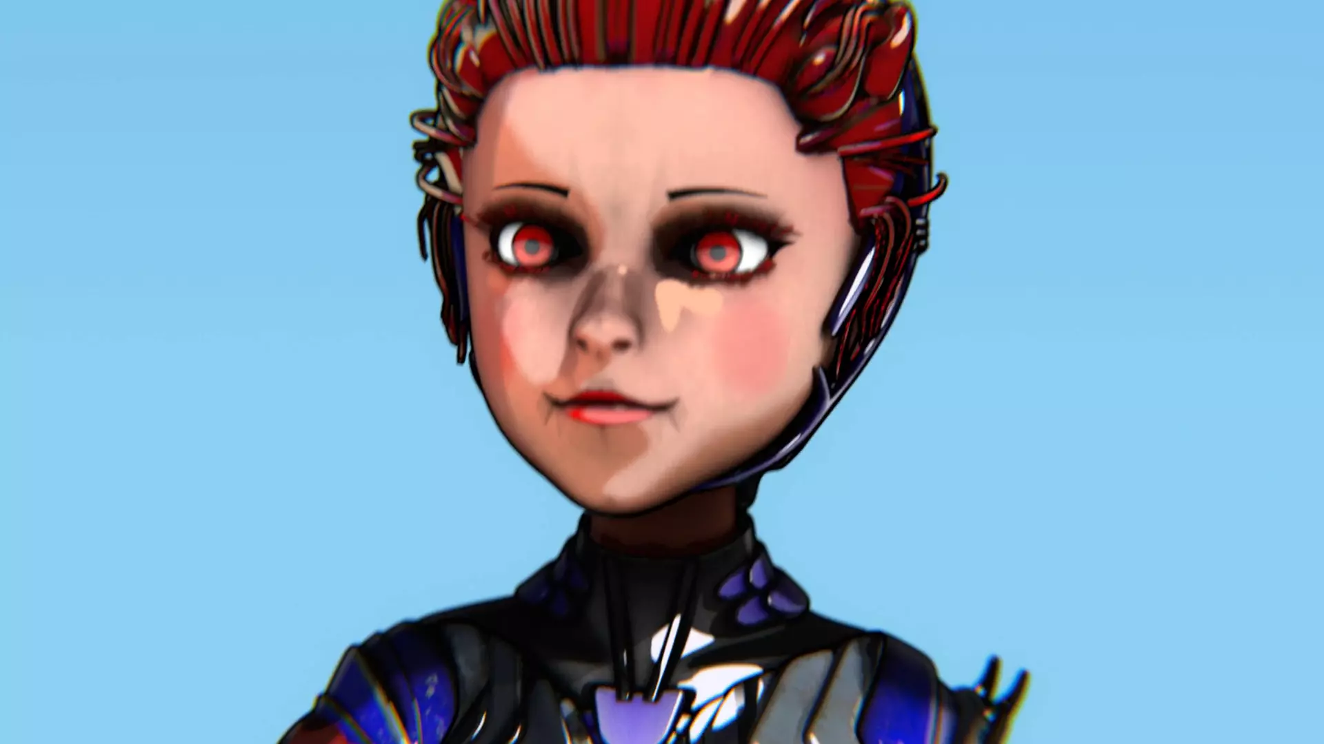 Asymmetric Robotic Characters Cyborg Girl Pack Low-poly 3D model_78