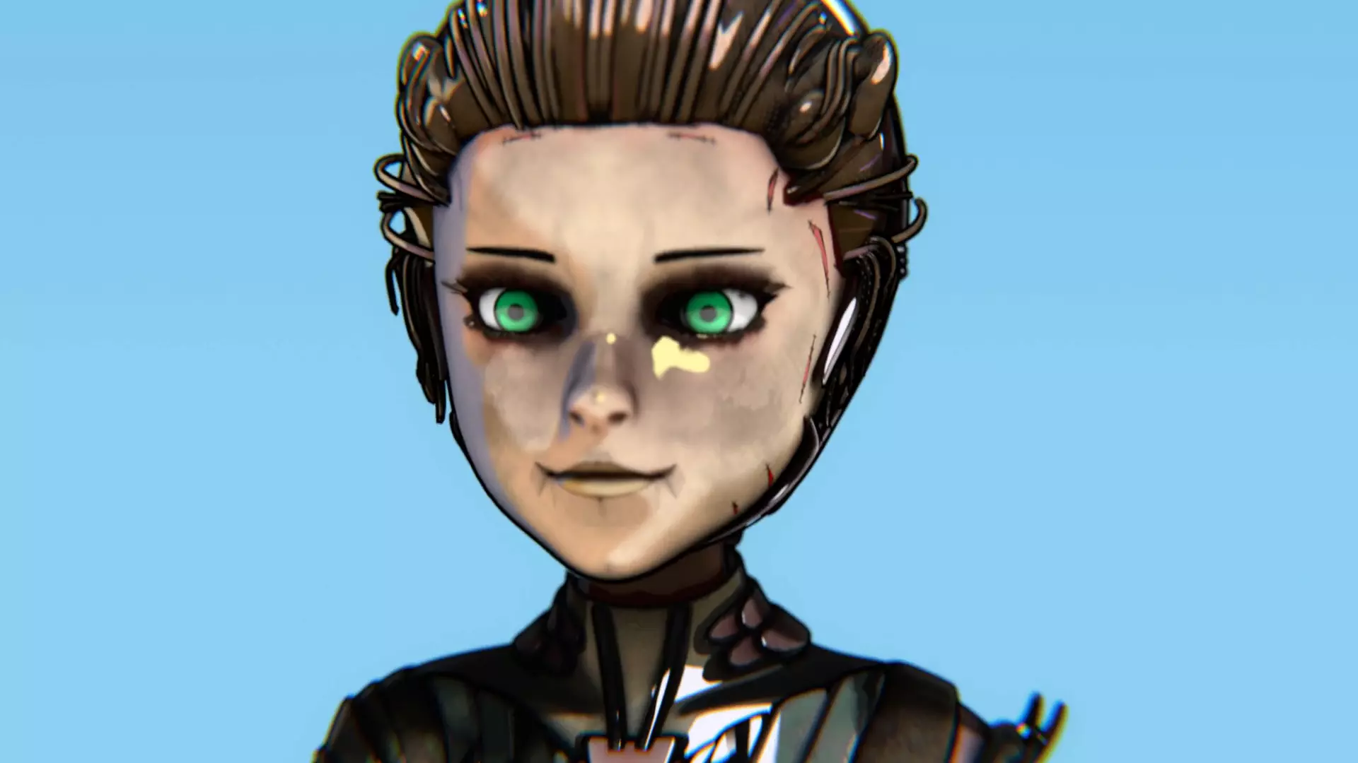 Asymmetric Robotic Characters Cyborg Girl Pack Low-poly 3D model_16