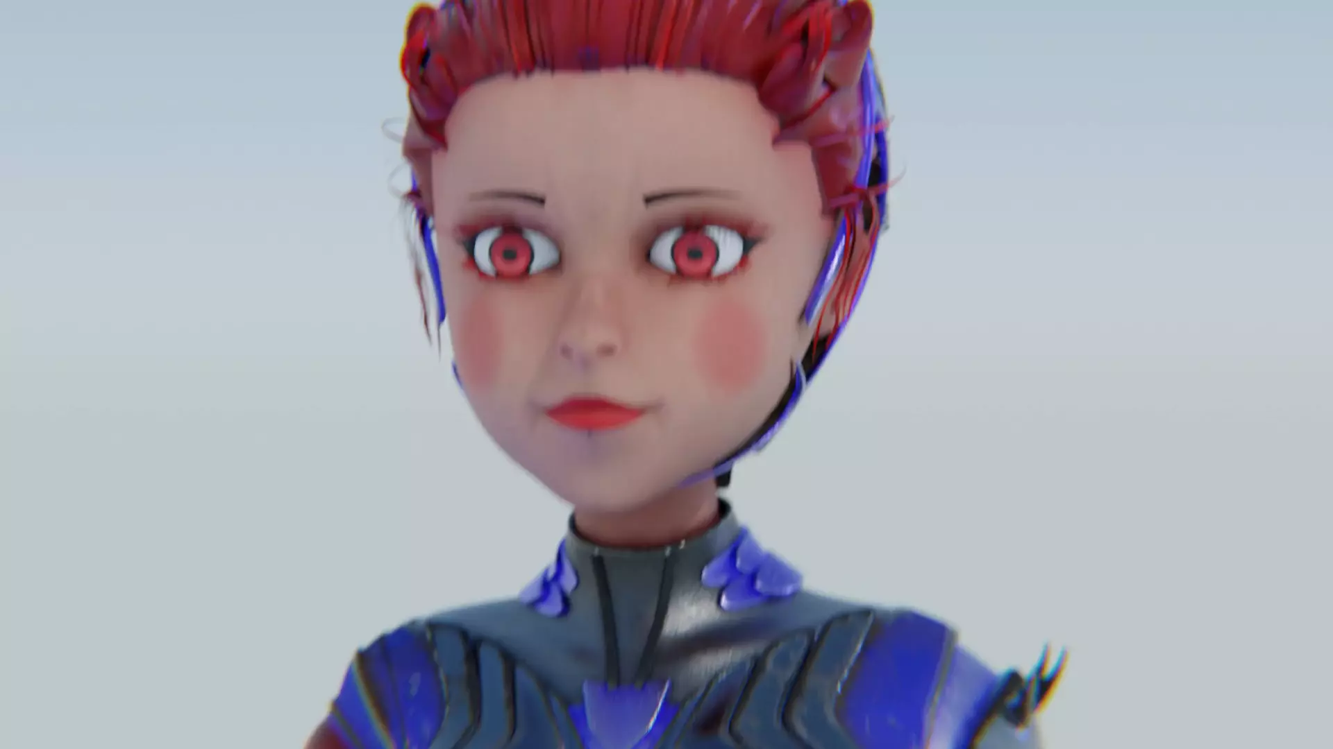 Asymmetric Robotic Characters Cyborg Girl Pack Low-poly 3D model_77