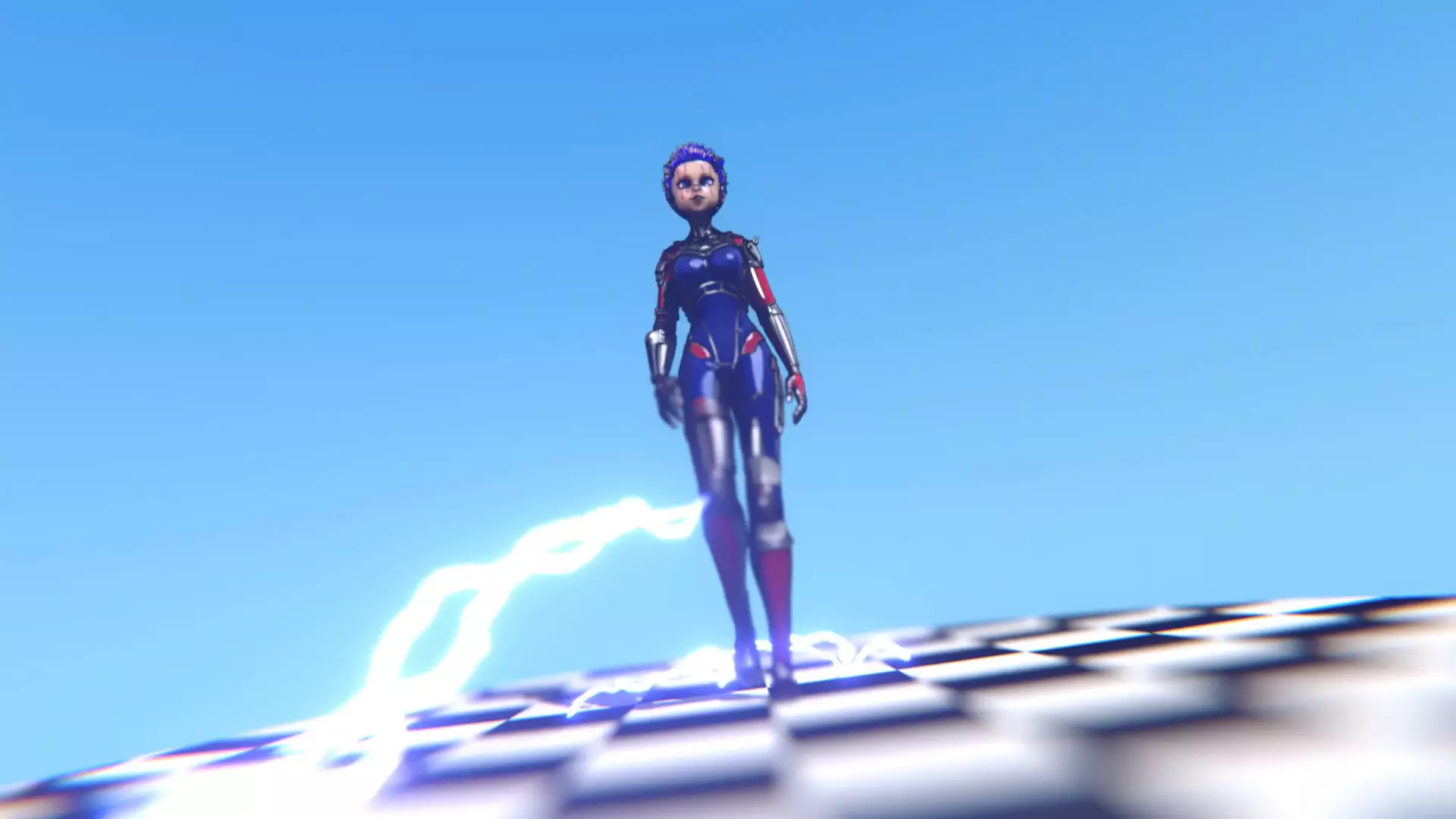 Asymmetric Robotic Characters Cyborg Girl Pack Low-poly 3D model_41