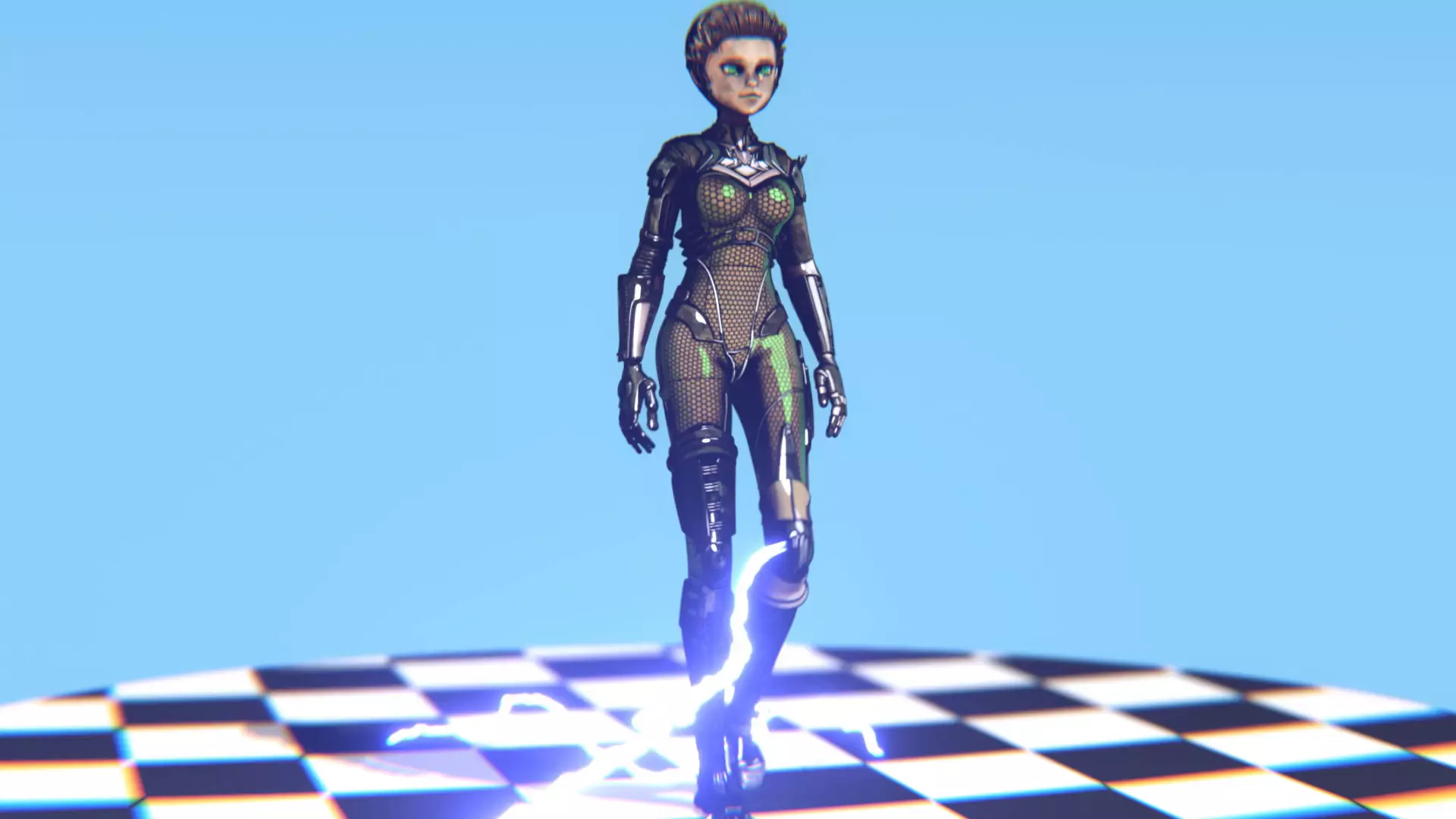 Asymmetric Robotic Characters Cyborg Girl Pack Low-poly 3D model_22