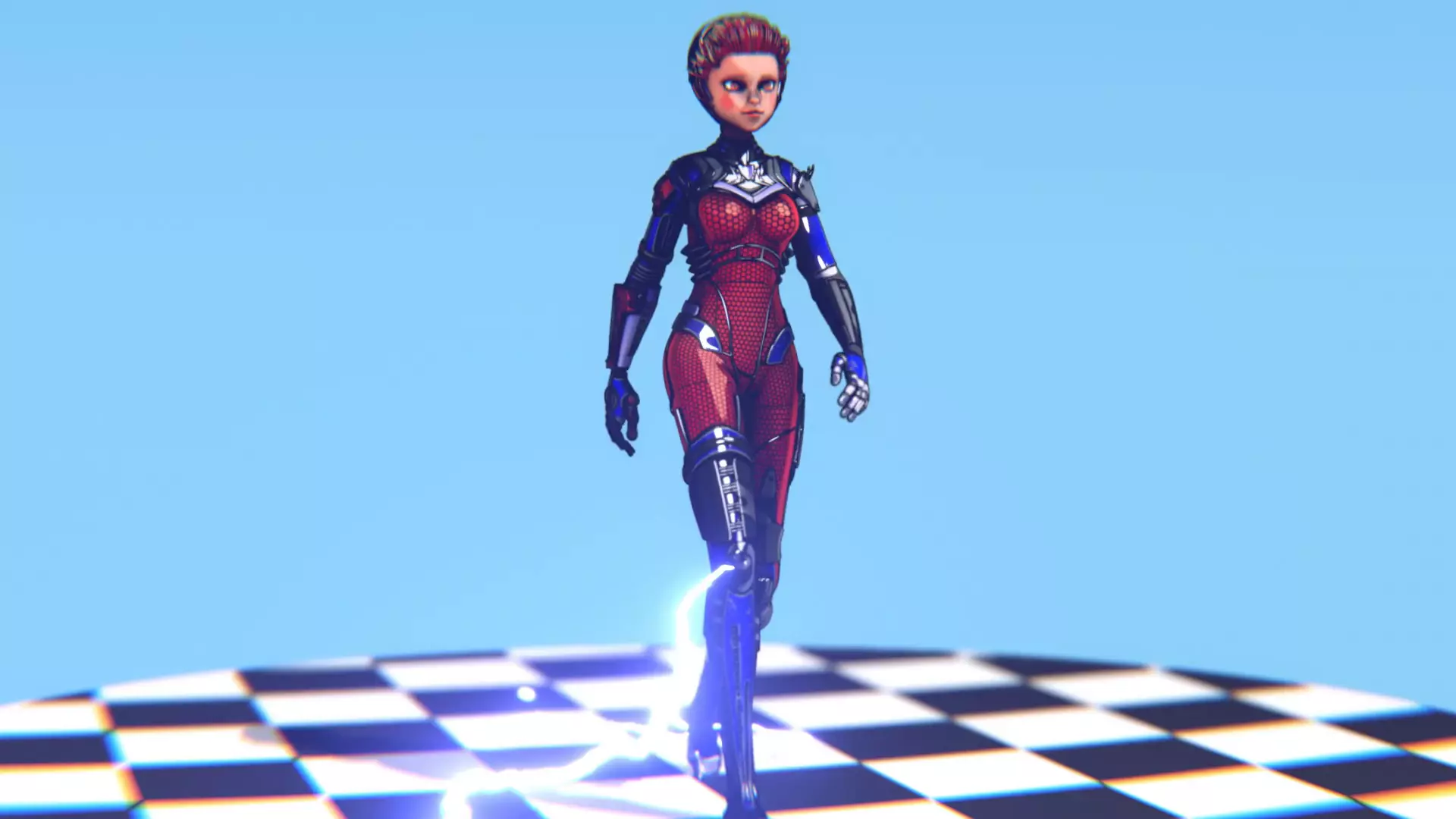 Asymmetric Robotic Characters Cyborg Girl Pack Low-poly 3D model_80