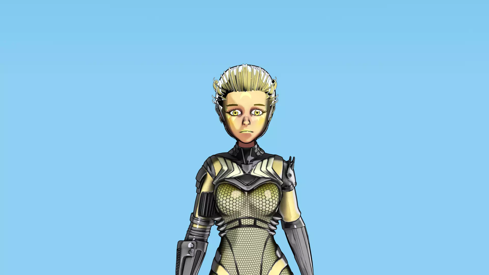 Asymmetric Robotic Characters Cyborg Girl Pack Low-poly 3D model_68