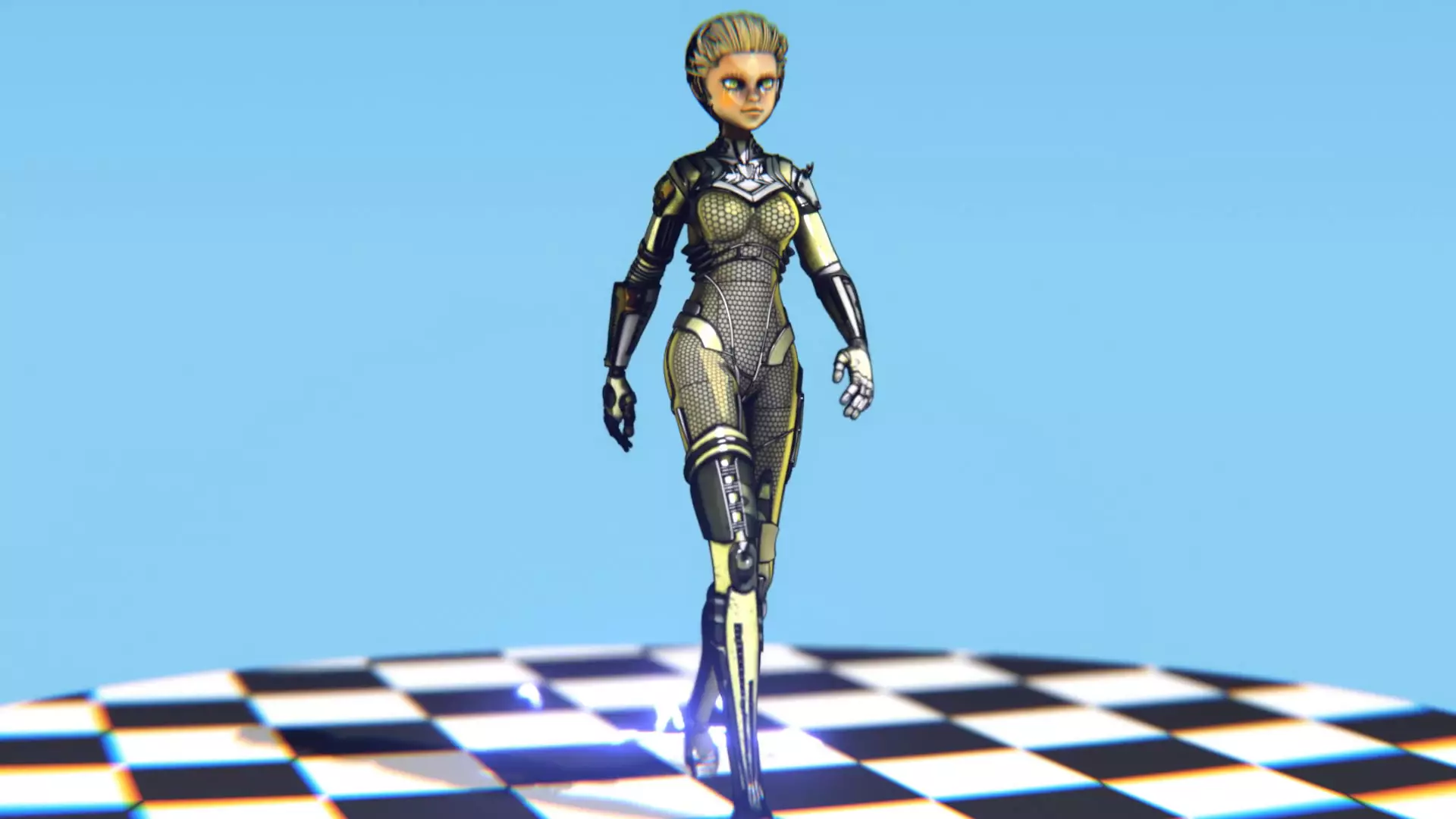 Asymmetric Robotic Characters Cyborg Girl Pack Low-poly 3D model_71