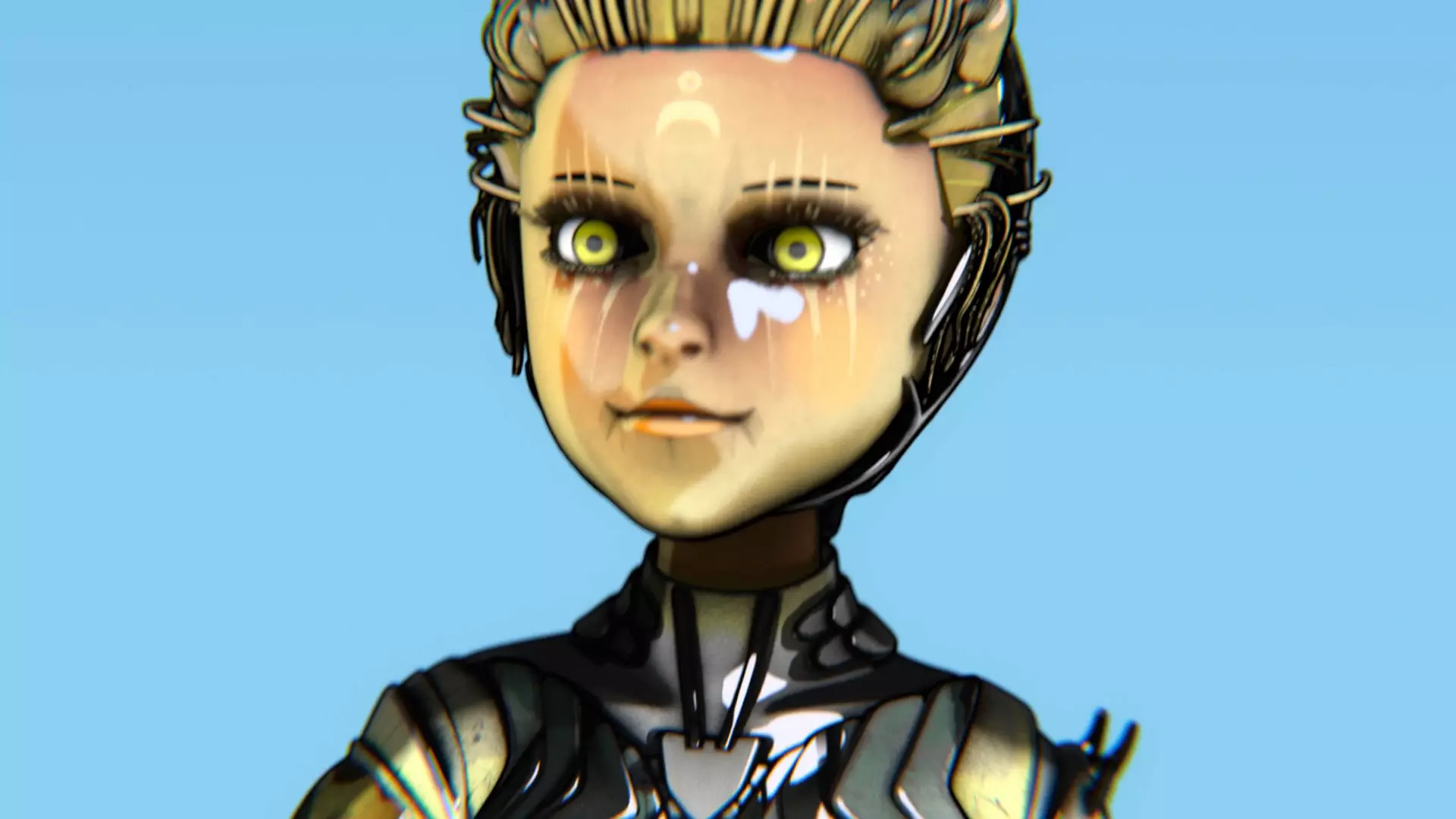 Asymmetric Robotic Characters Cyborg Girl Pack Low-poly 3D model_67