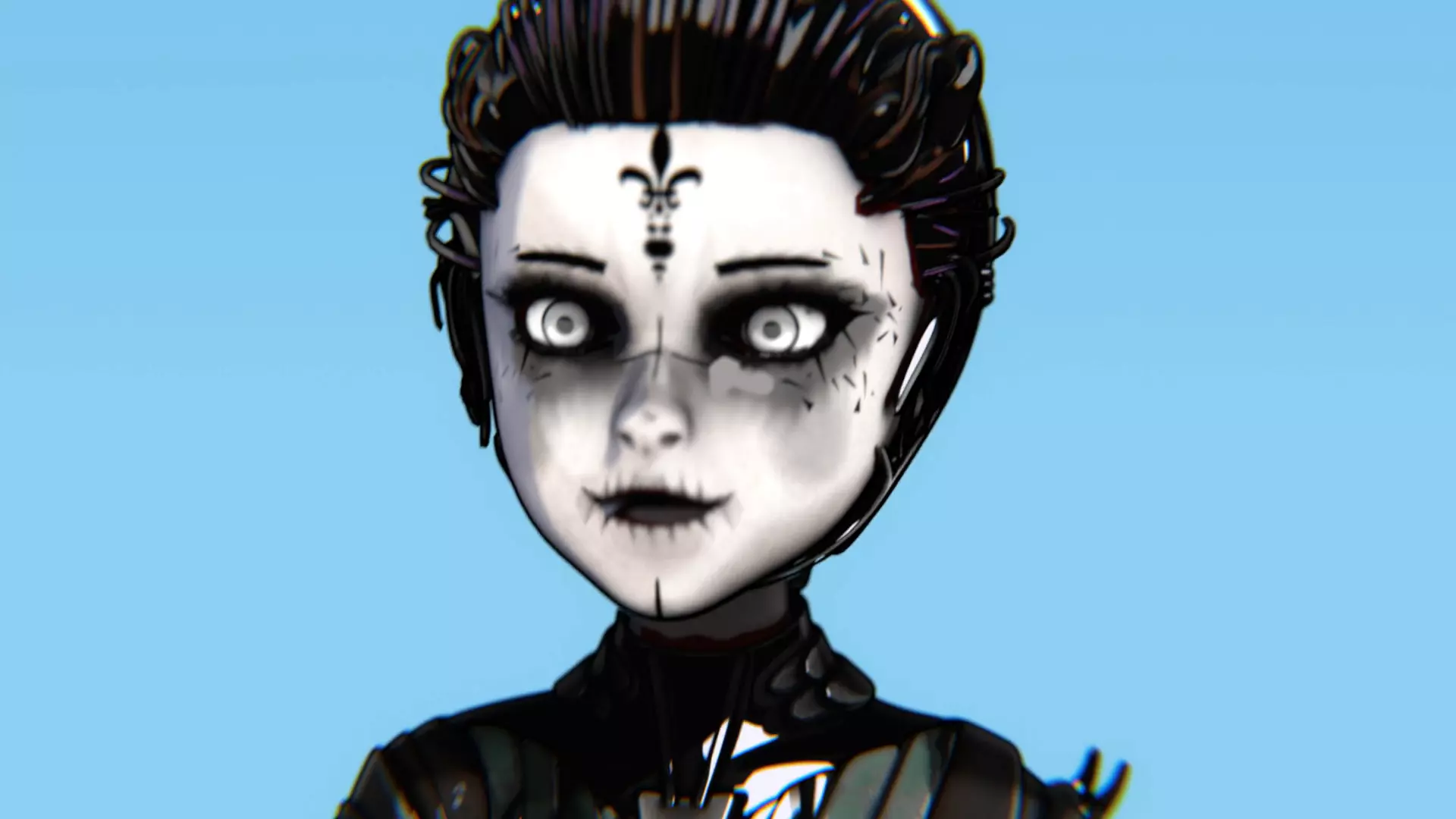 Asymmetric Robotic Characters Cyborg Girl Pack Low-poly 3D model_30