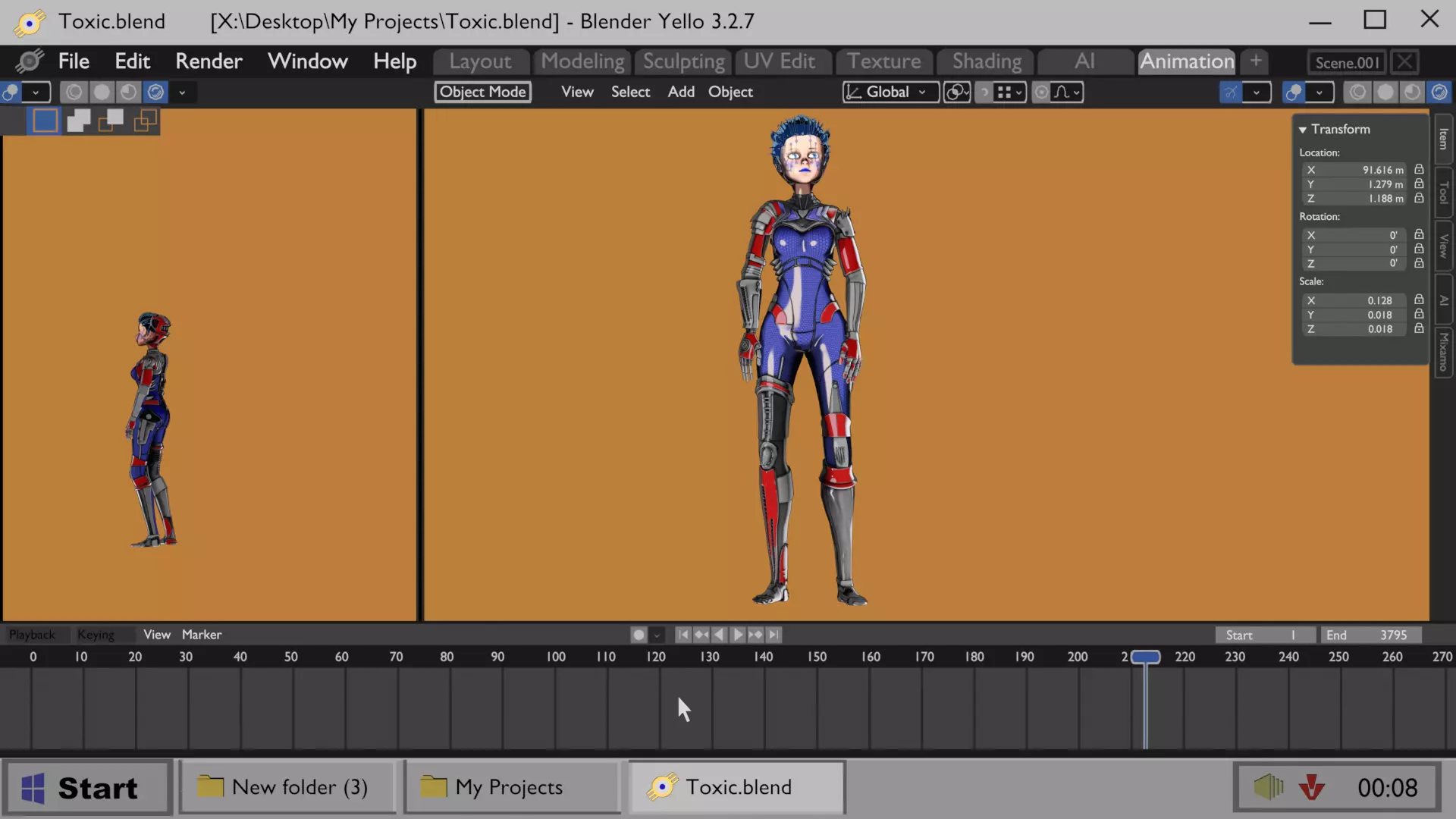 Asymmetric Robotic Characters Cyborg Girl Pack Low-poly 3D model_45