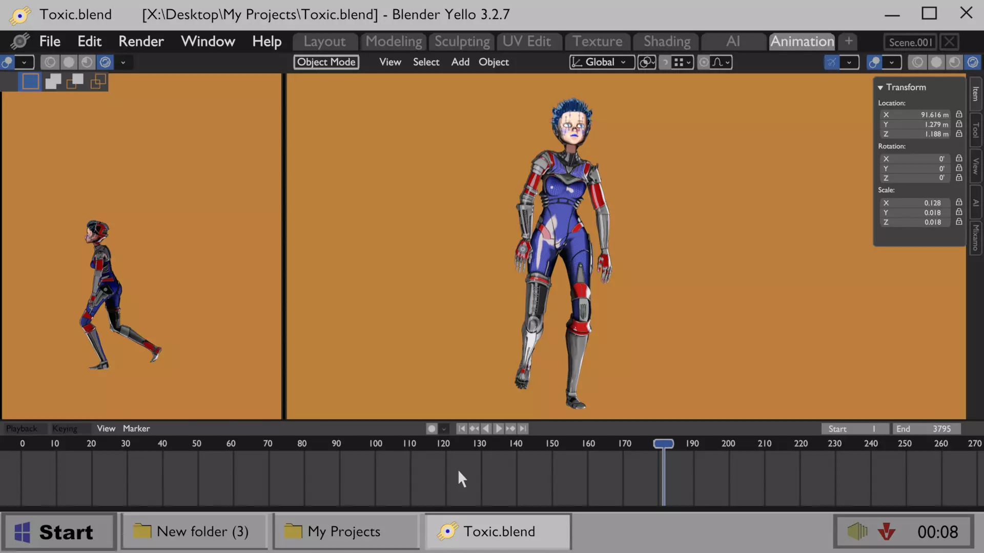 Asymmetric Robotic Characters Cyborg Girl Pack Low-poly 3D model_43