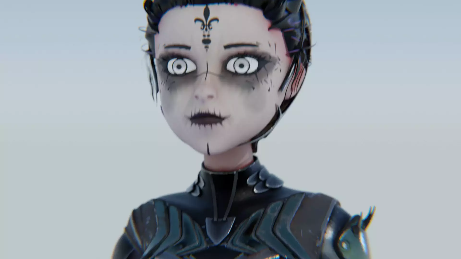 Asymmetric Robotic Characters Cyborg Girl Pack Low-poly 3D model_29