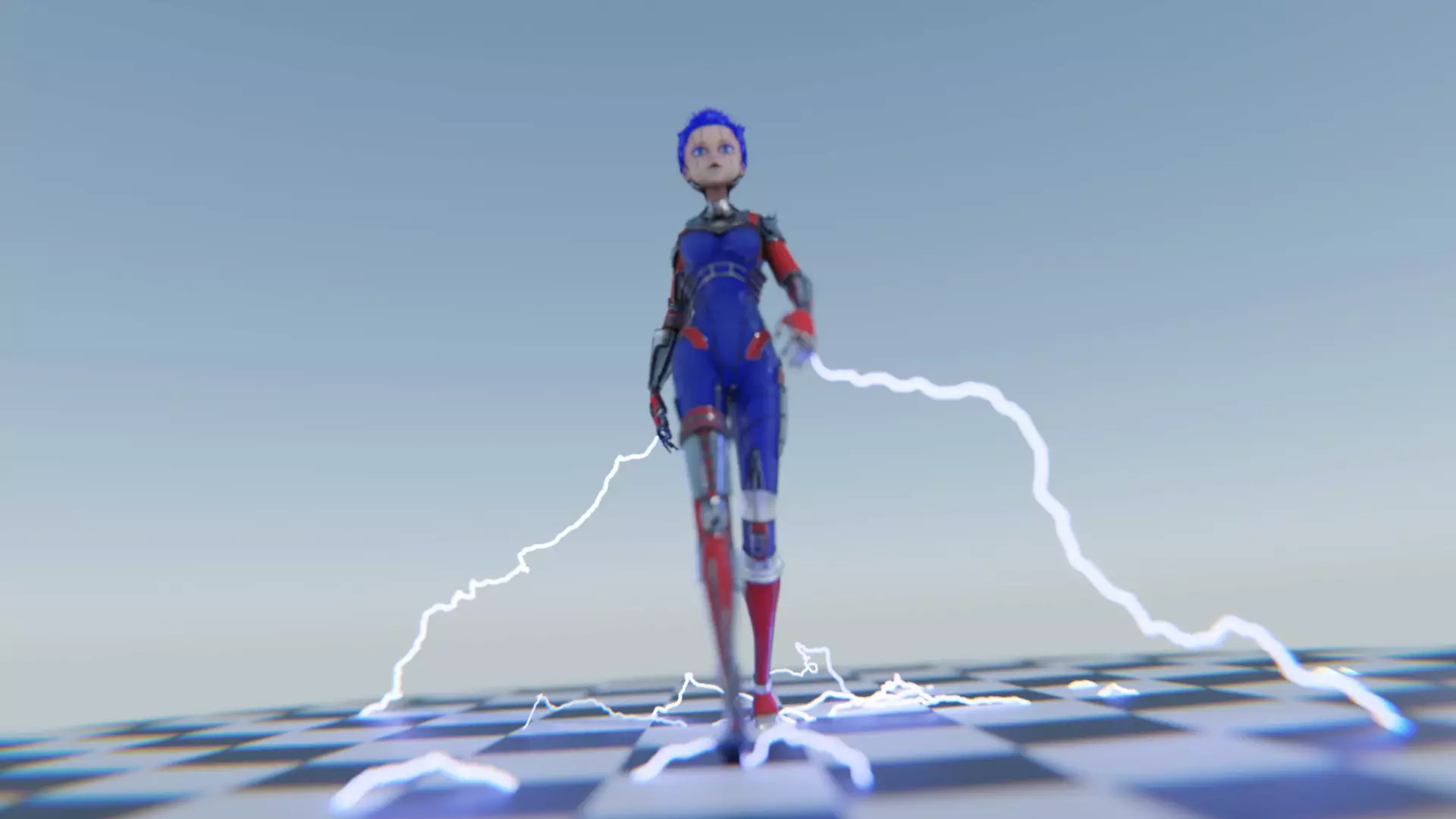 Asymmetric Robotic Characters Cyborg Girl Pack Low-poly 3D model_42