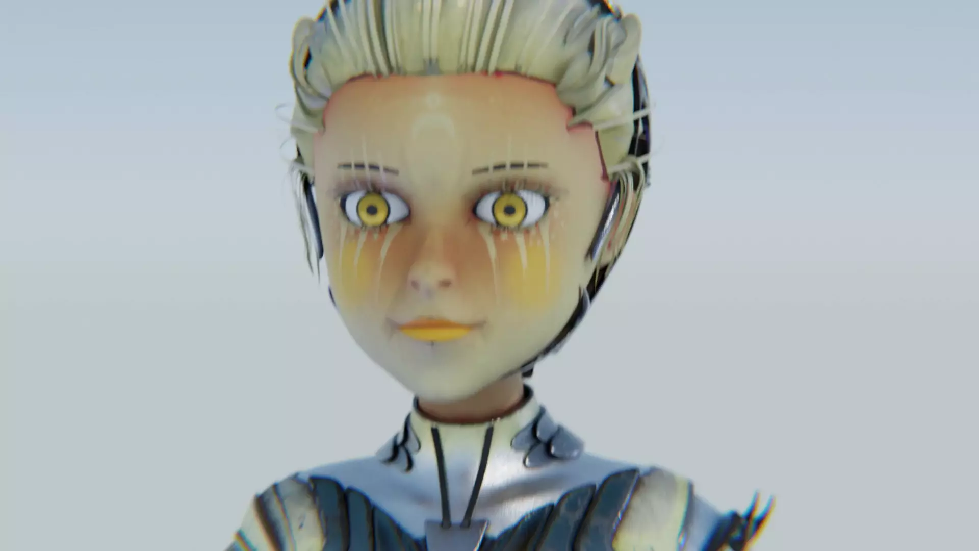 Asymmetric Robotic Characters Cyborg Girl Pack Low-poly 3D model_69