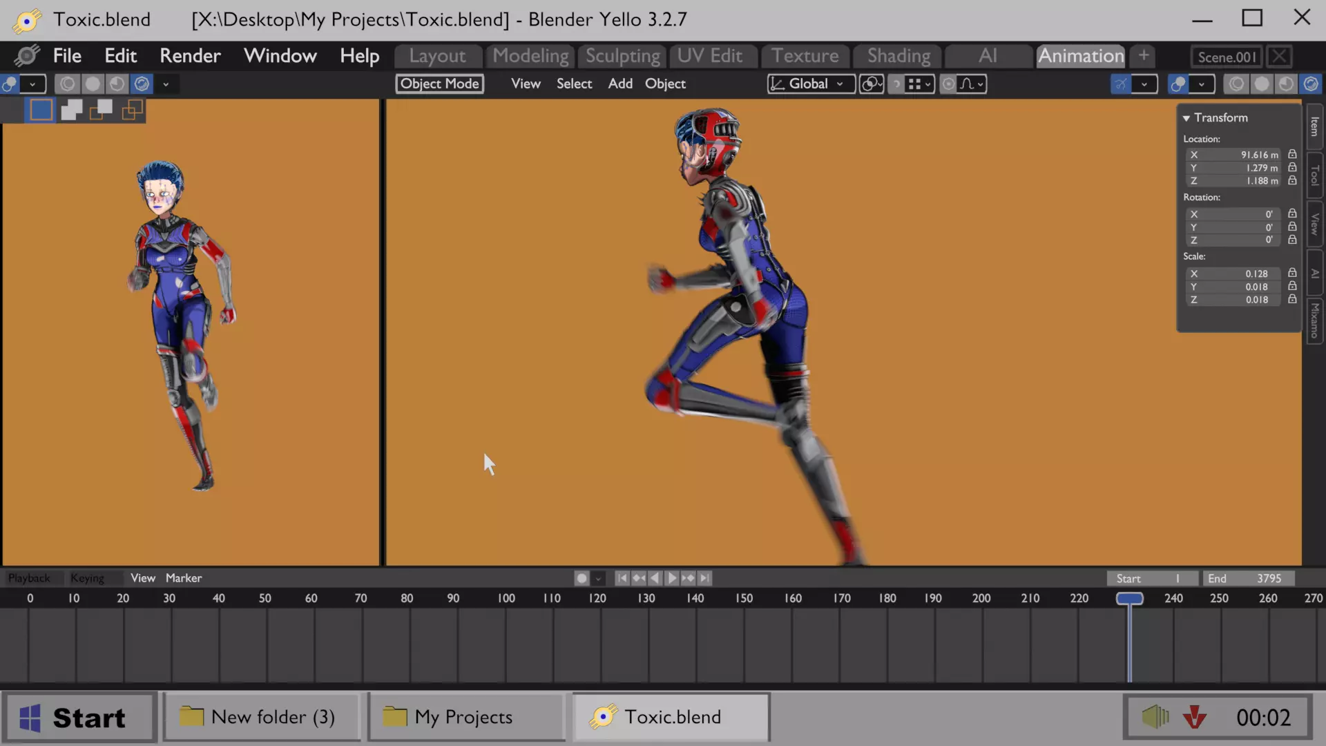 Asymmetric Robotic Characters Cyborg Girl Pack Low-poly 3D model_48