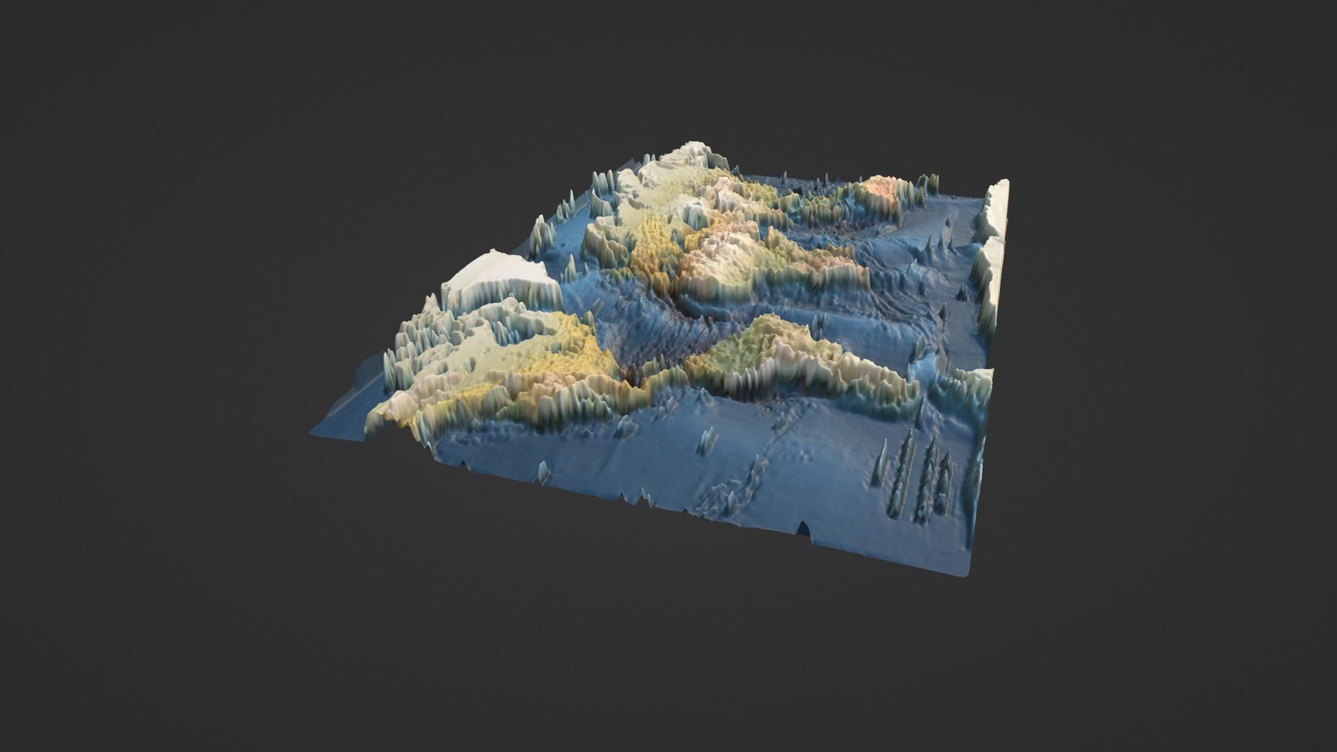 World Map Topography Low-poly 3D model_4