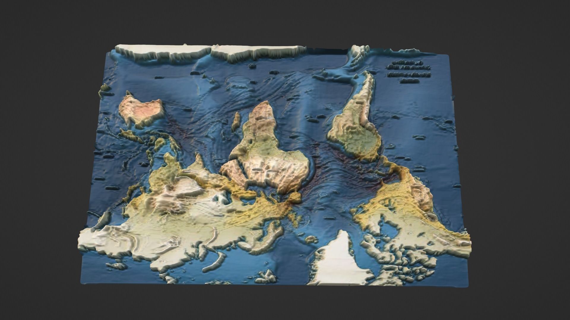 World Map Topography Low-poly 3D model_7