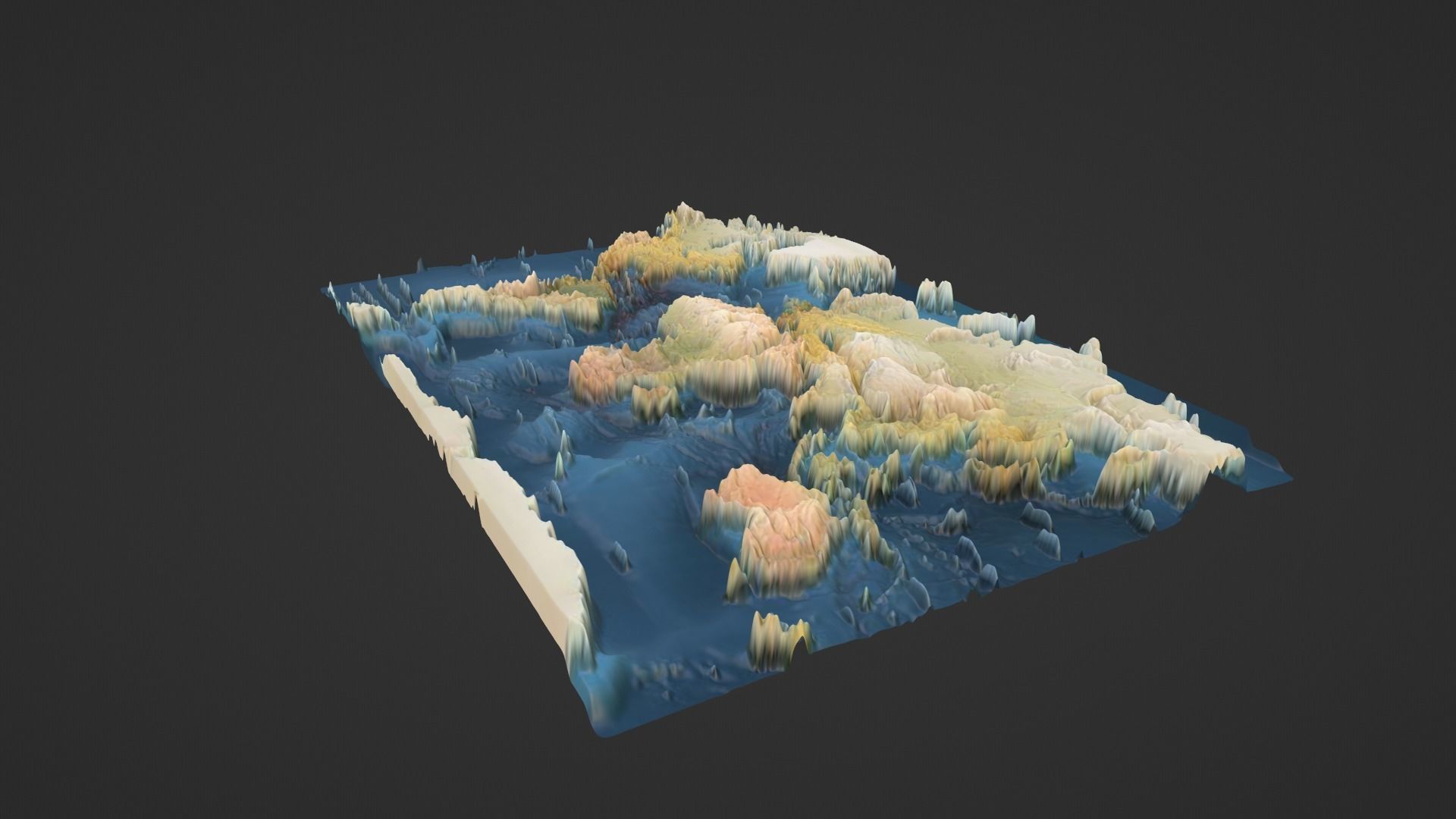 World Map Topography Low-poly 3D model_5