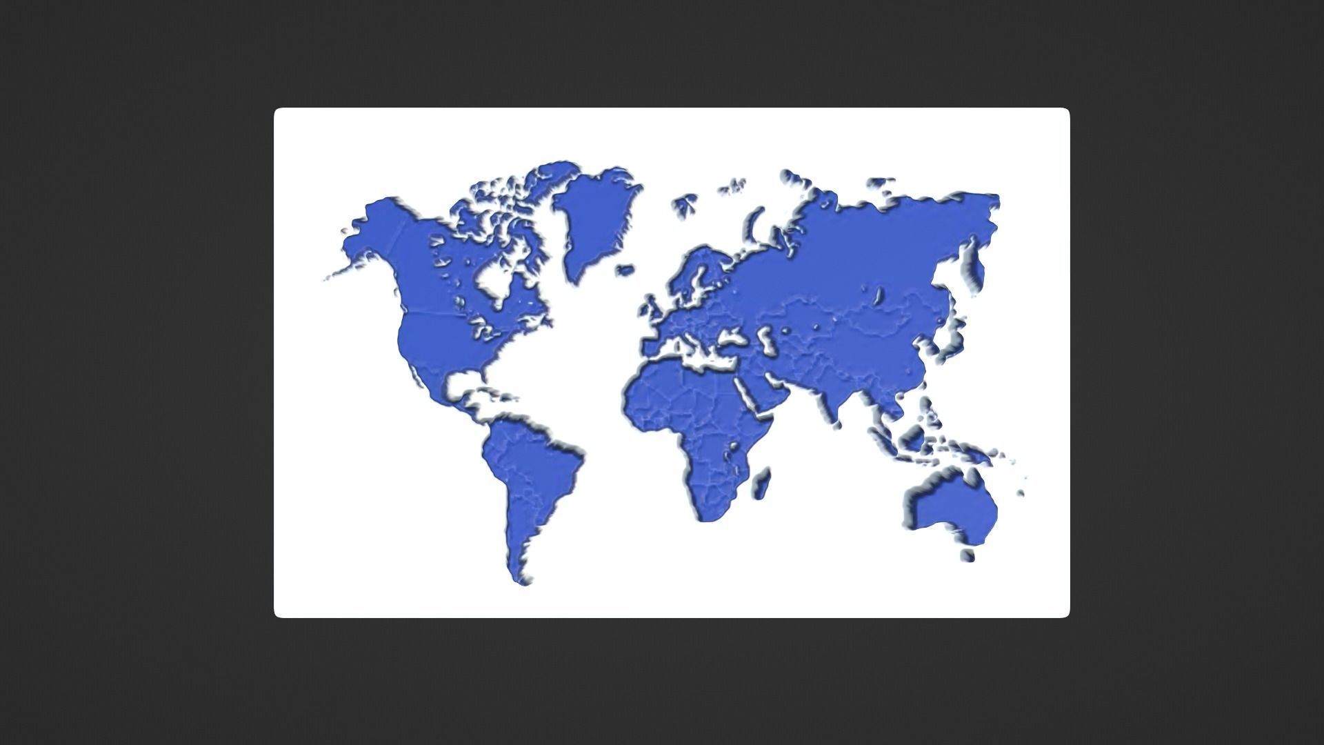World Map Topography Low-poly 3D model_3