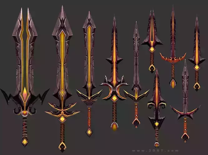3DRT - fantasy arms Swords Low-poly 3D model