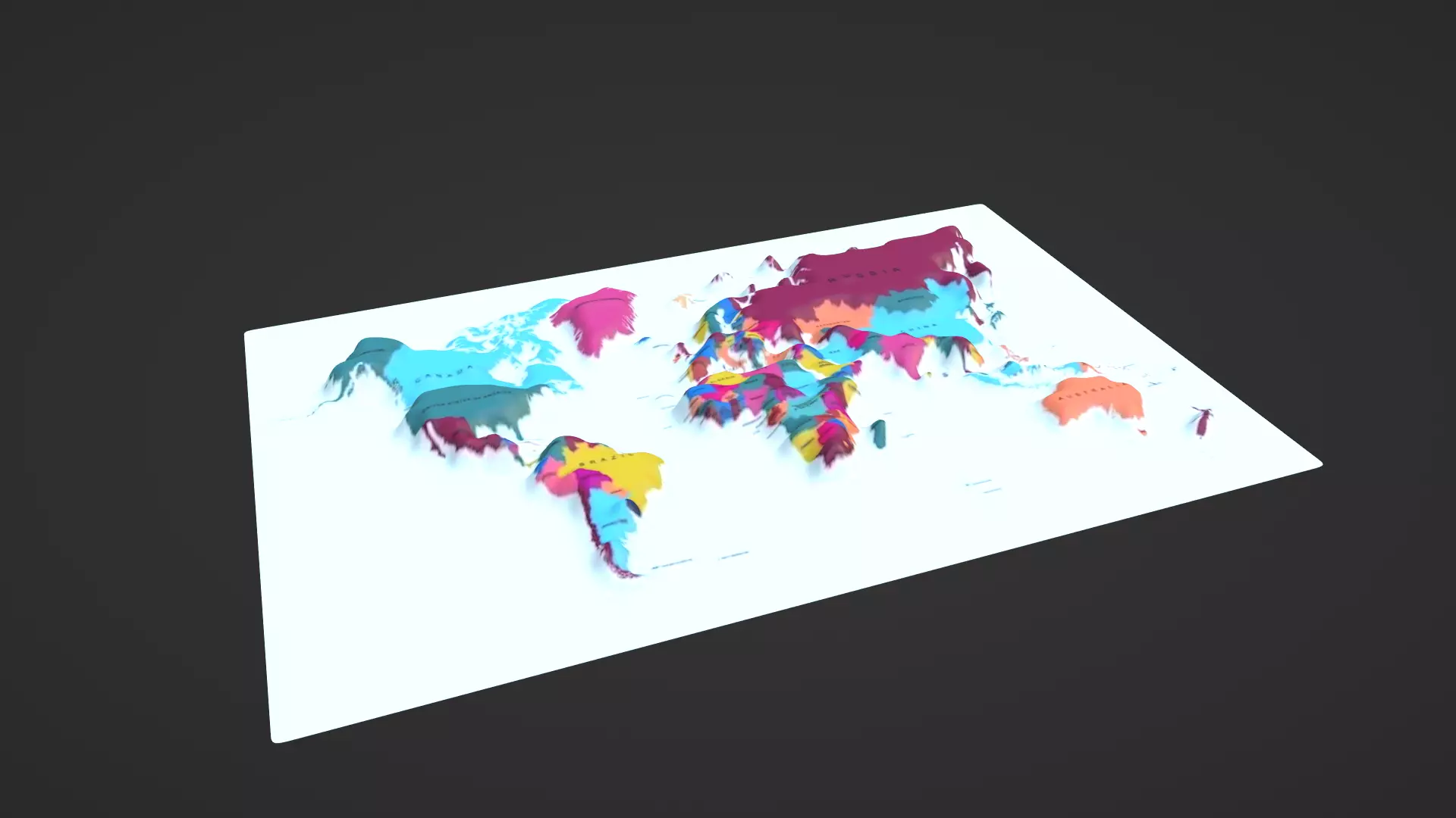 World Map Topography Low-poly 3D model