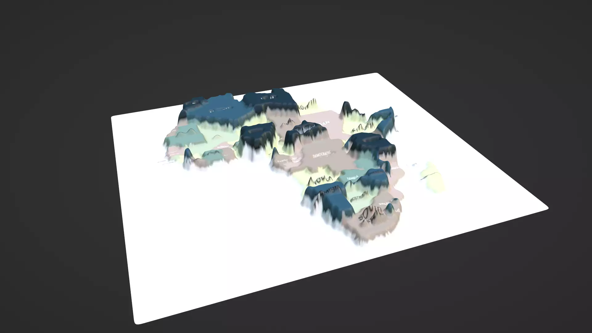 Africa Map Topography Low-poly 3D model_0
