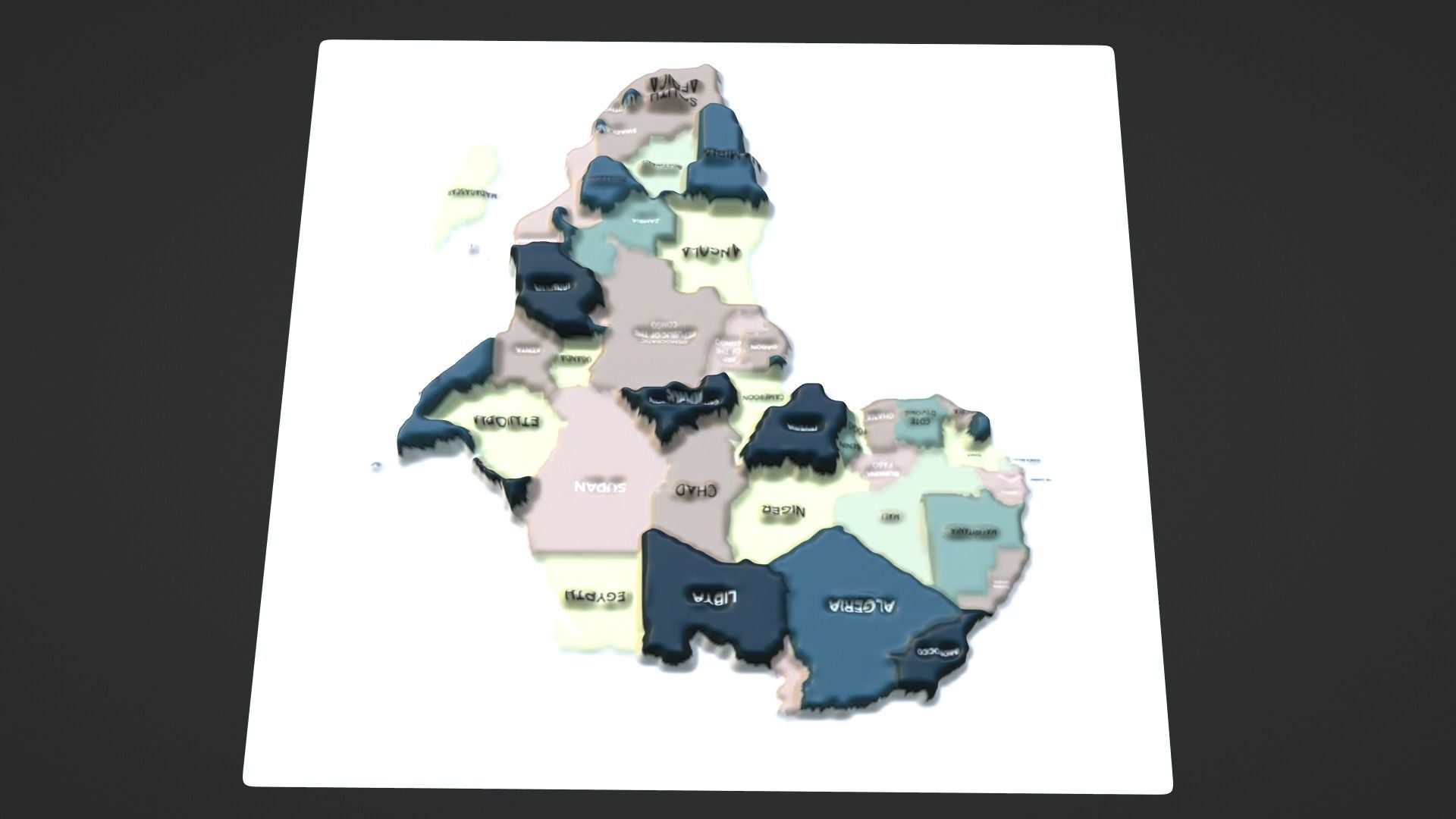 Africa Map Topography Low-poly 3D model_7