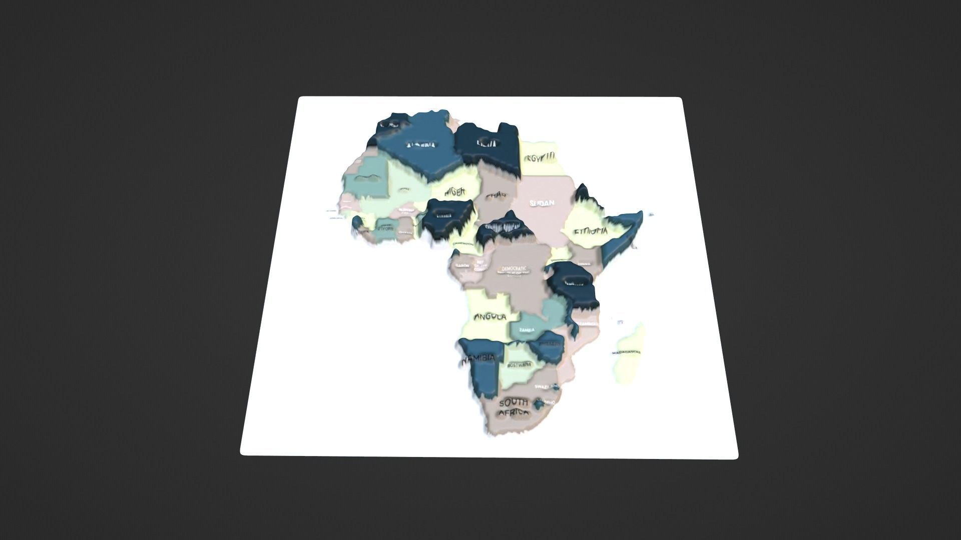 Africa Map Topography Low-poly 3D model_1