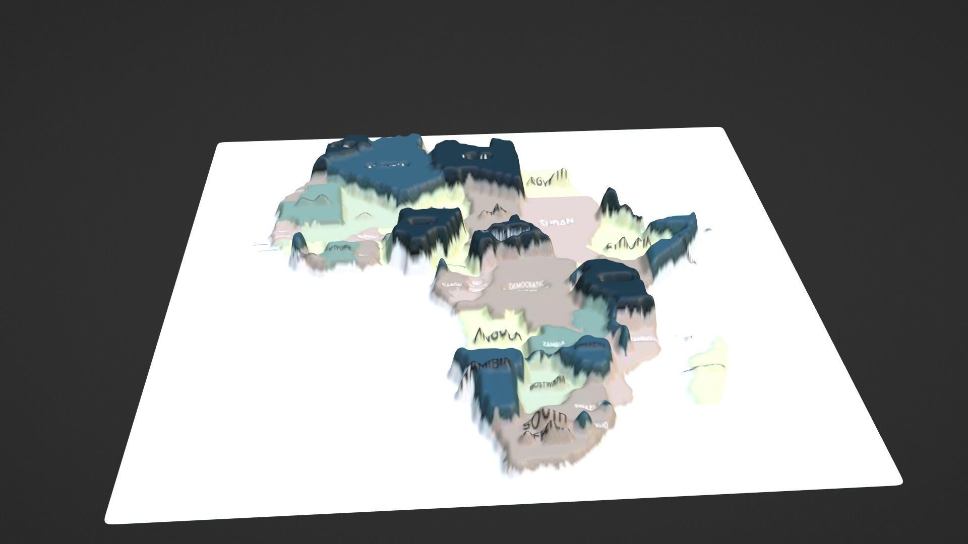 Africa Map Topography Low-poly 3D model_6