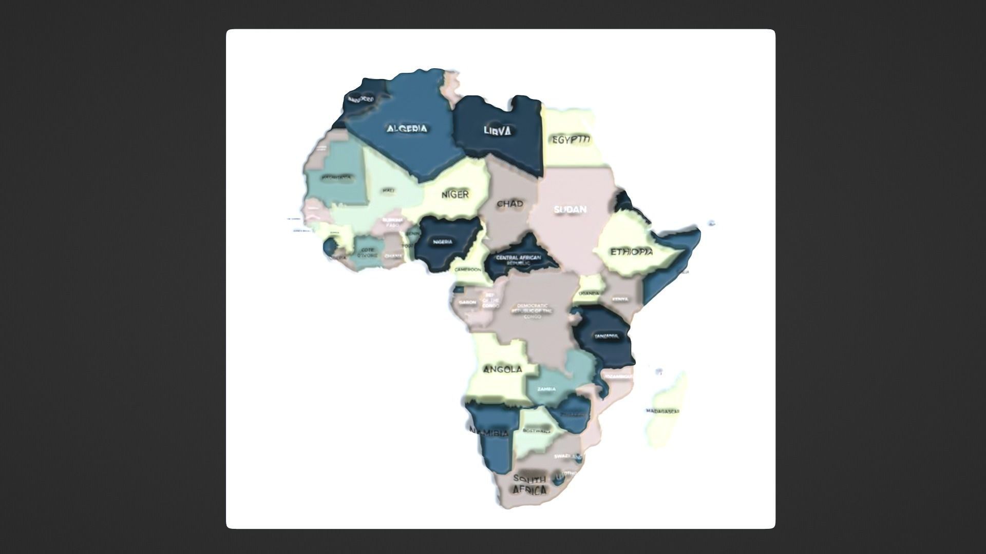 Africa Map Topography Low-poly 3D model_3