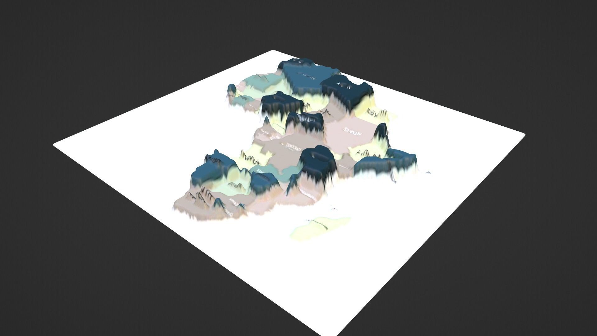 Africa Map Topography Low-poly 3D model_2