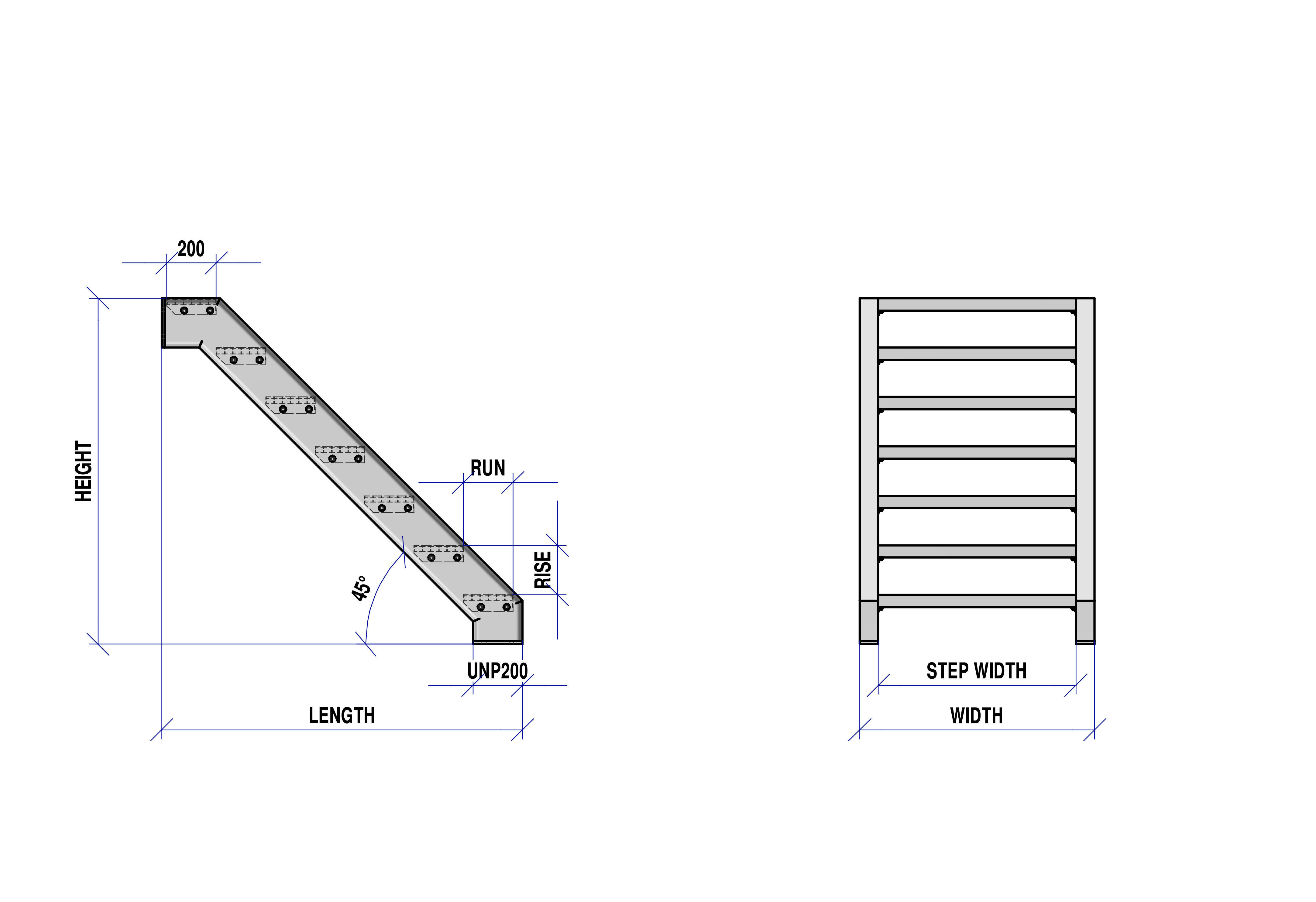 Grid stairs collection - without handrails - 46 versions 3D model_1