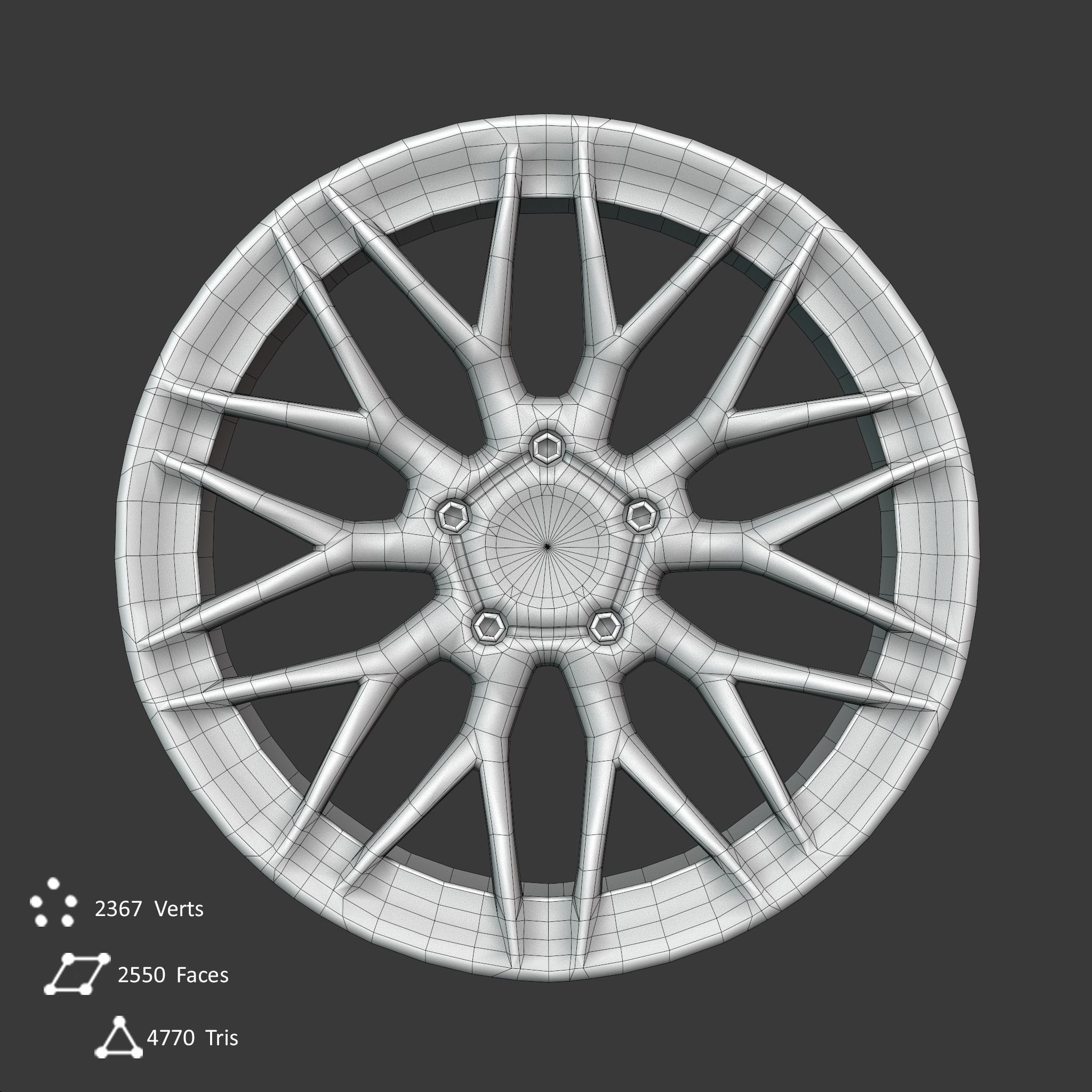 Sport Car Rim 7 Game-Ready 3D Model Low-poly 3D model_9