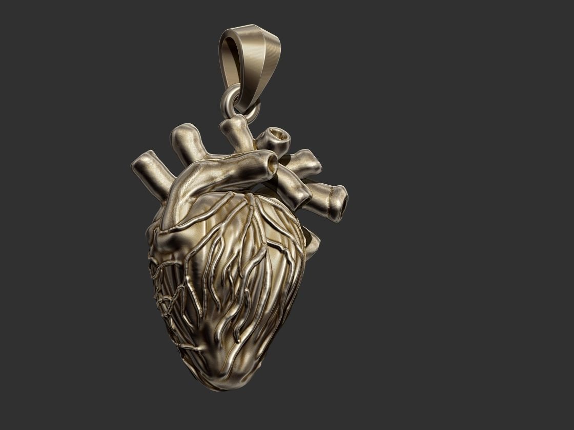 Realistic Heart Pendant 3D print model_6
