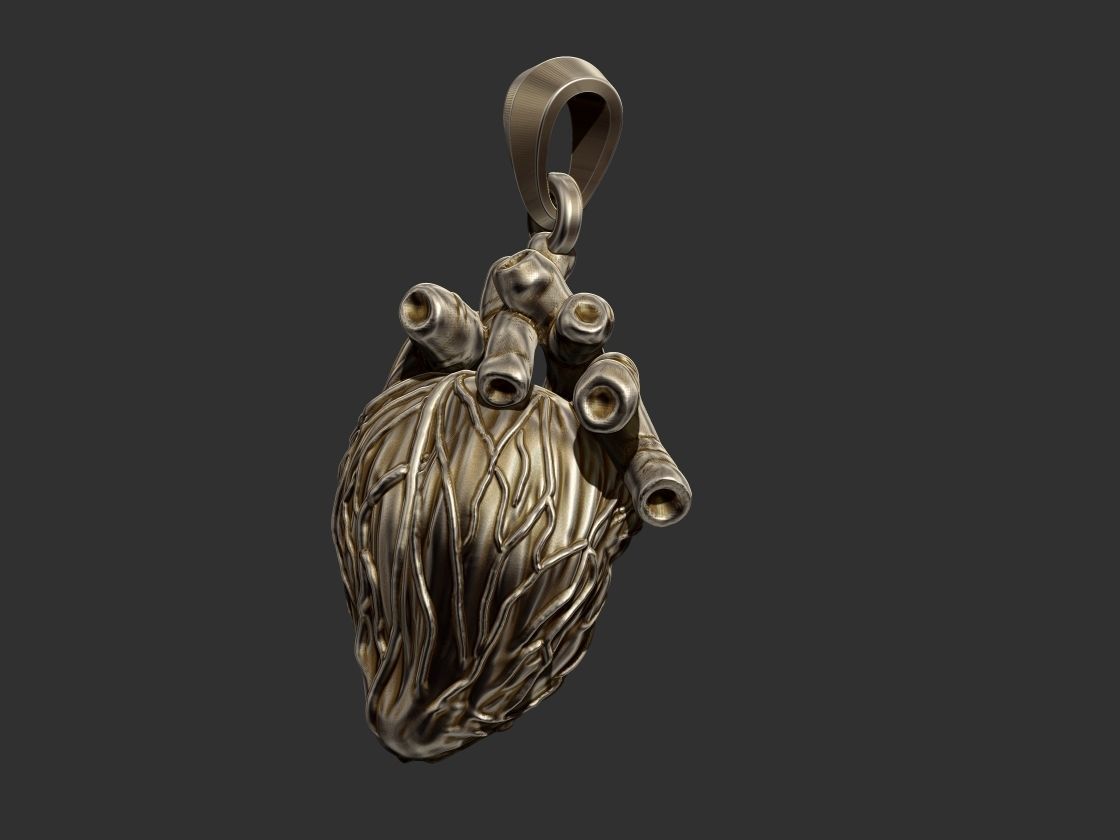 Realistic Heart Pendant 3D print model_3