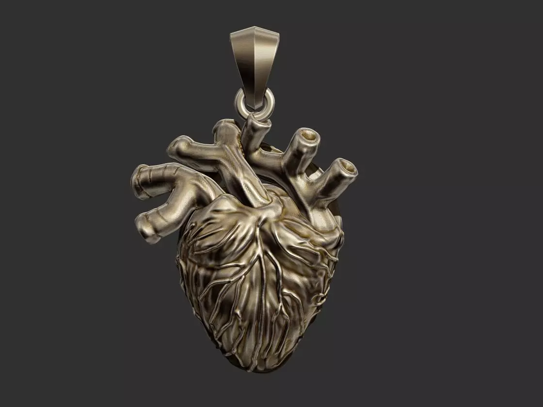Realistic Heart Pendant 3D print model_0