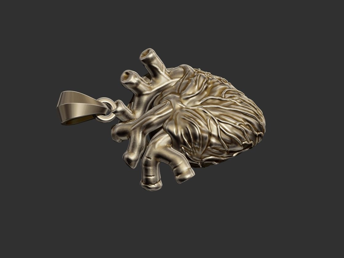 Realistic Heart Pendant 3D print model_11