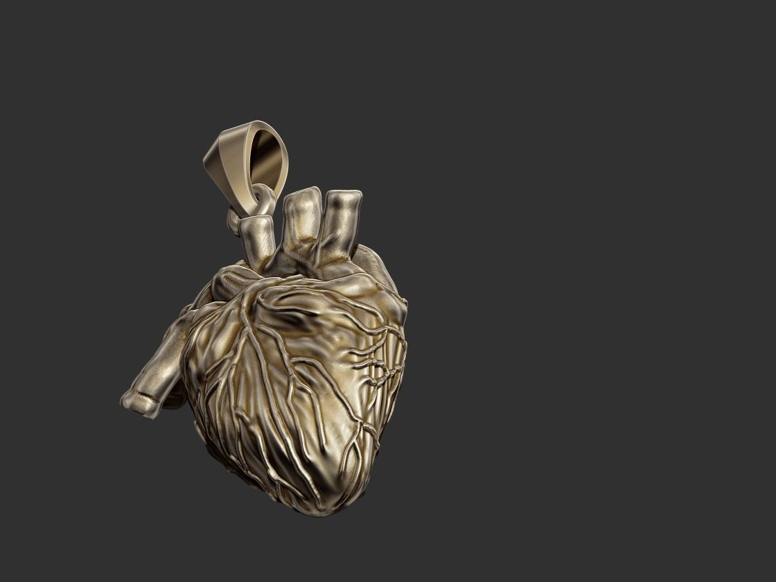 Realistic Heart Pendant 3D print model_9