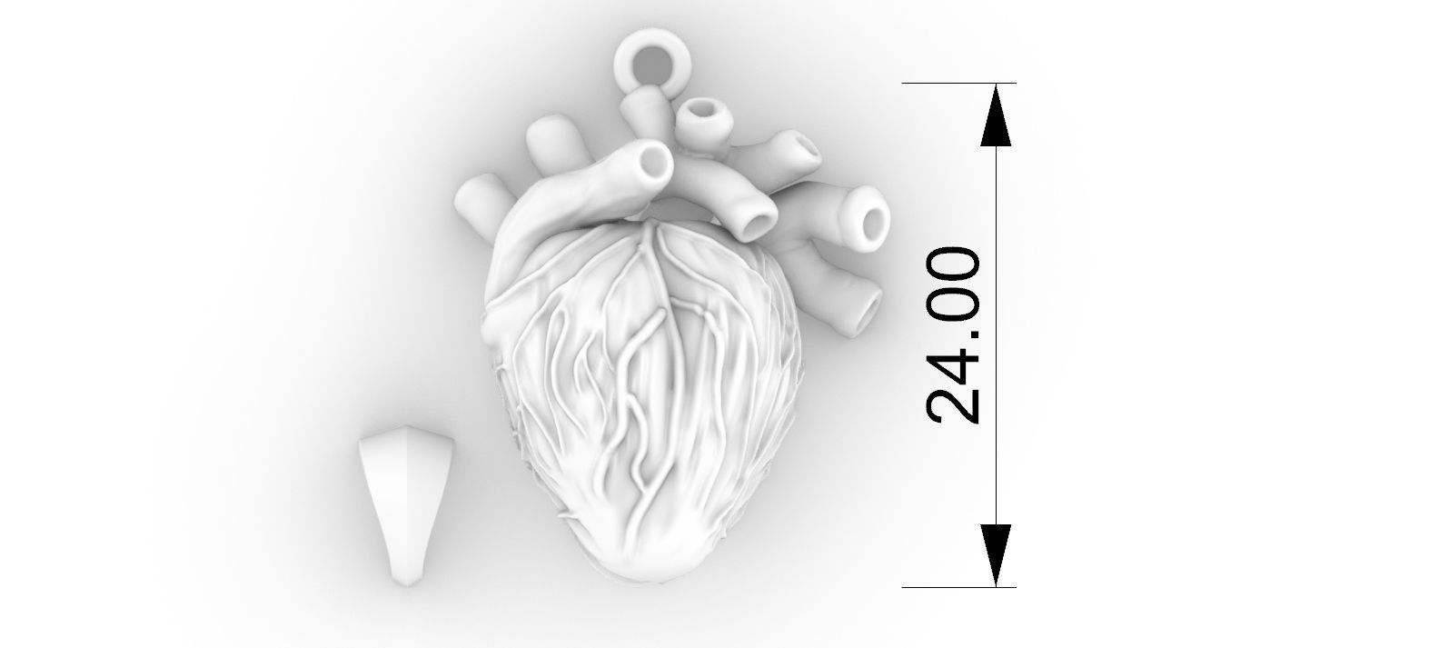 Realistic Heart Pendant 3D print model_4