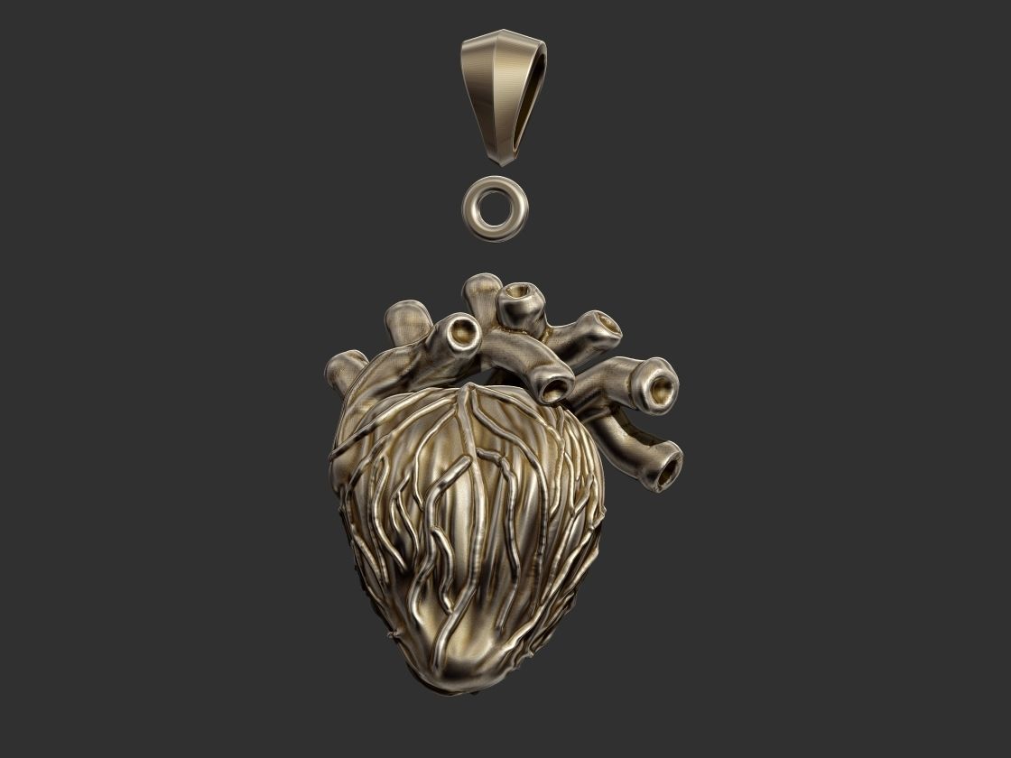 Realistic Heart Pendant 3D print model_12