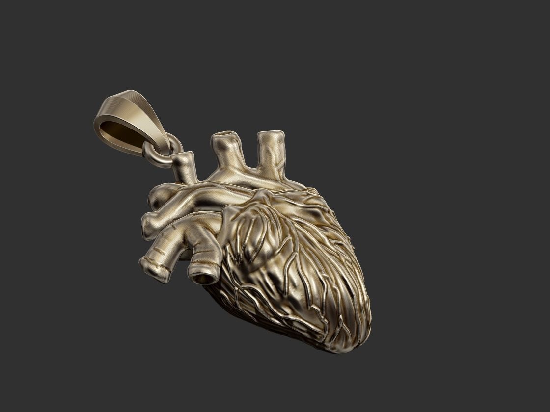 Realistic Heart Pendant 3D print model_10