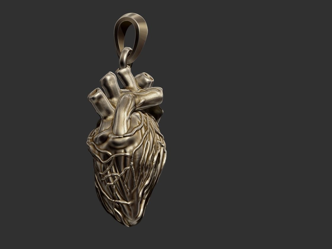 Realistic Heart Pendant 3D print model_7