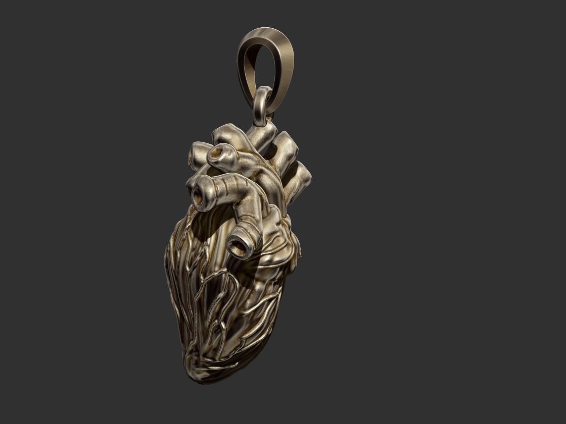 Realistic Heart Pendant 3D print model_2