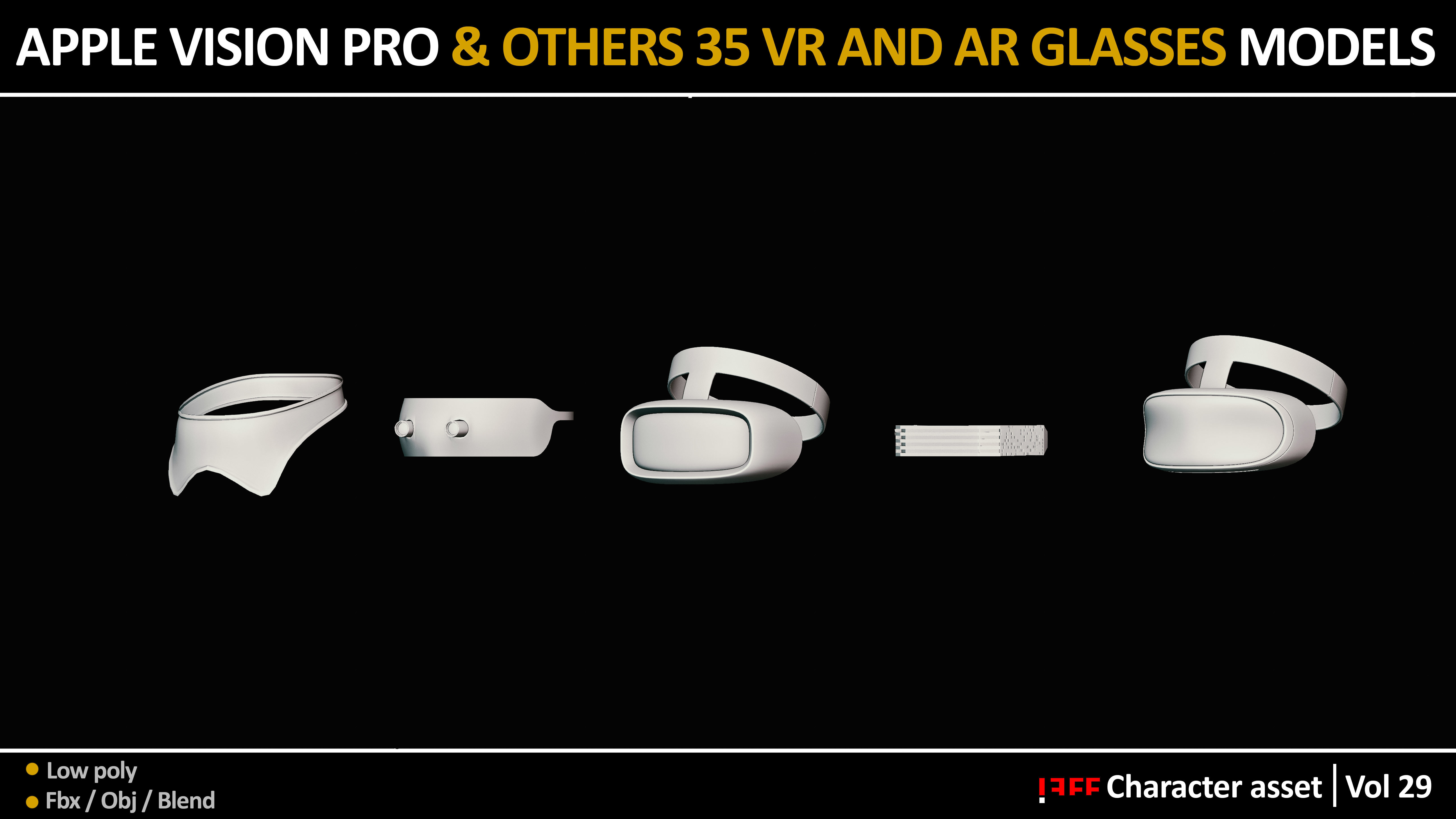 APPLE VISION PRO and 35 VR AND AR GLASSES MODELS Low-poly 3D model_5