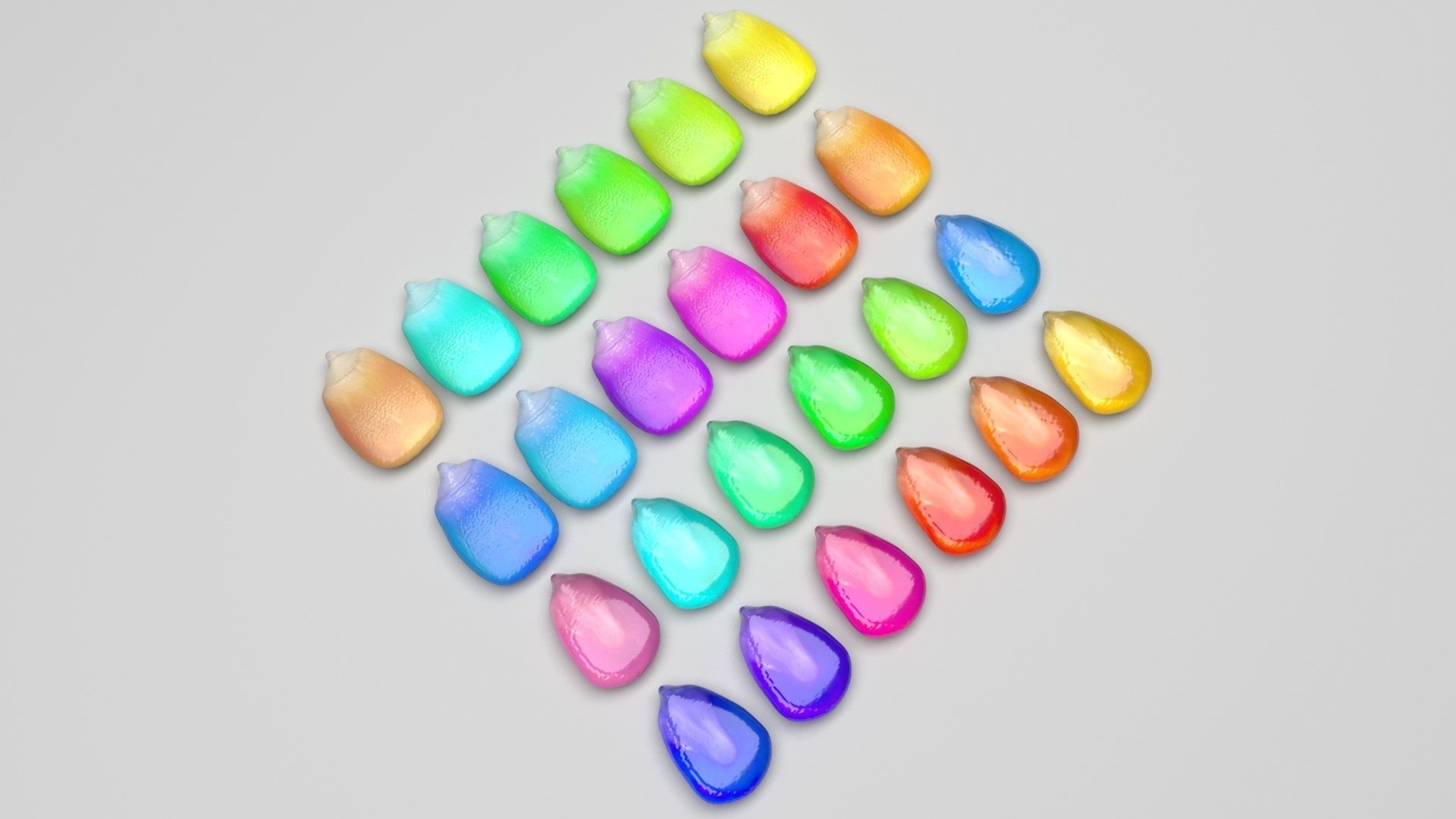 Colored Corn Kernels Set 3D model_2