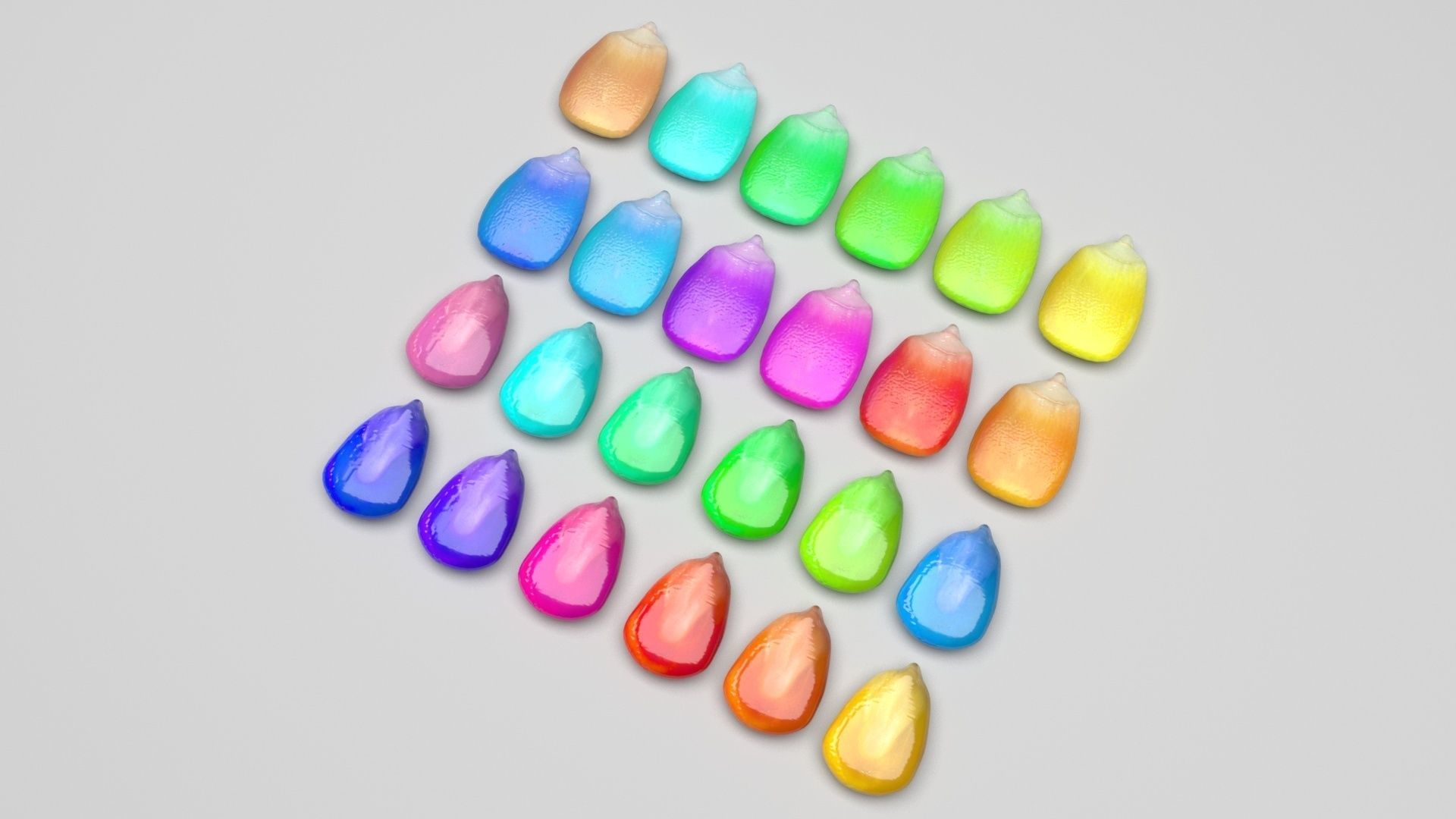 Colored Corn Kernels Set 3D model_3