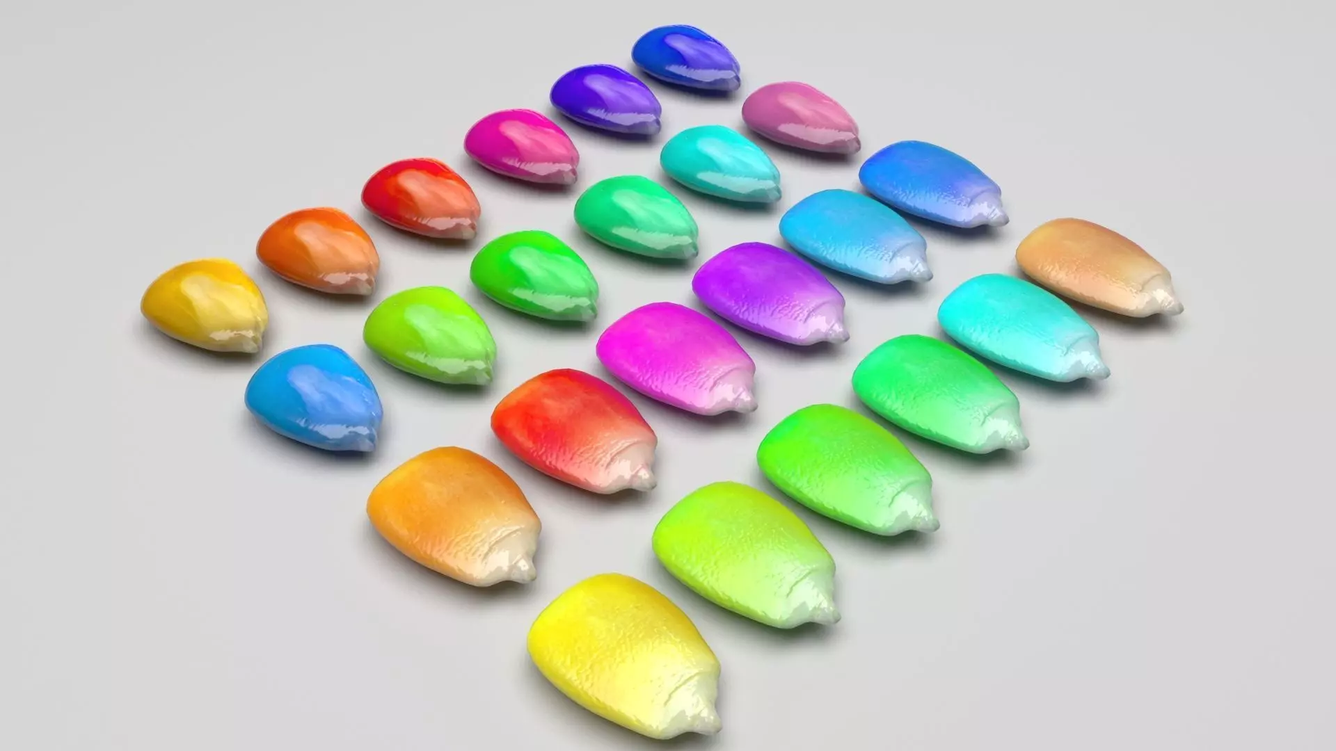 Colored Corn Kernels Set 3D model_0