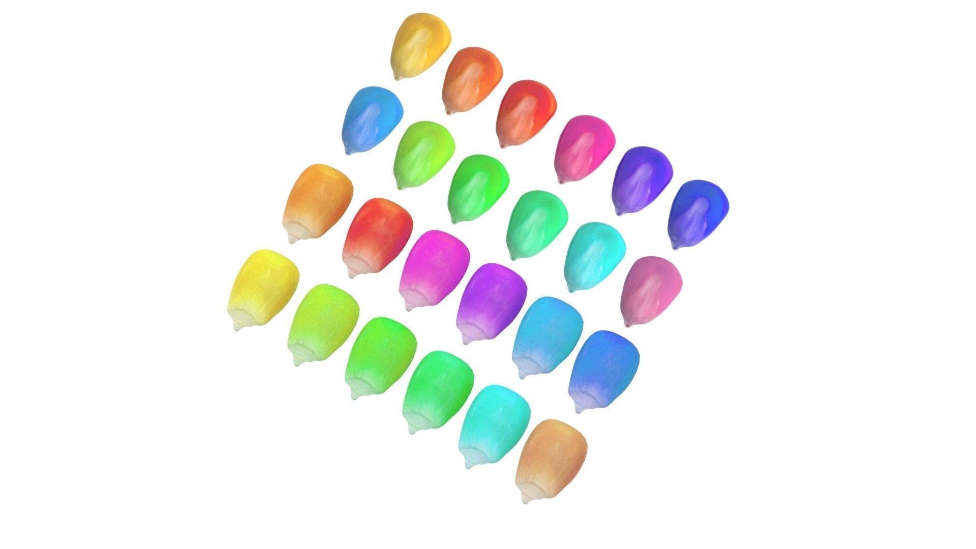 Colored Corn Kernels Set 3D model_8