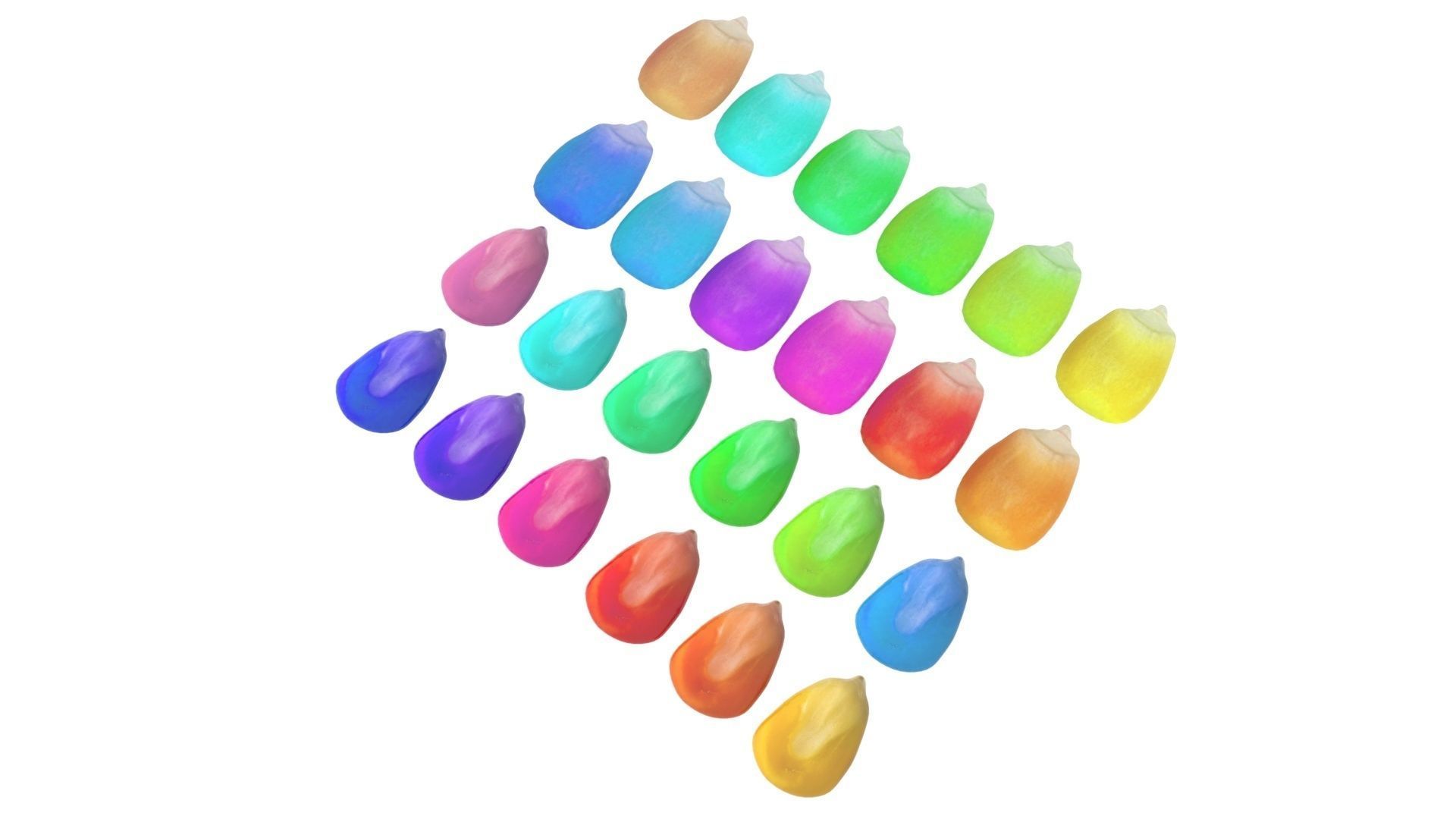 Colored Corn Kernels Set 3D model_10