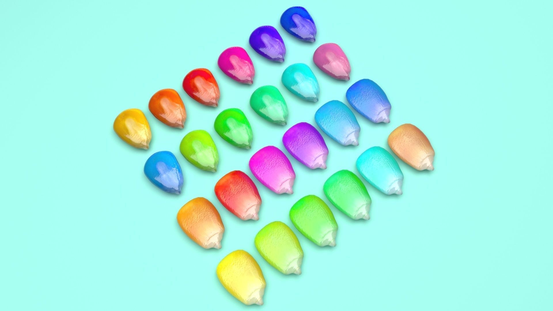 Colored Corn Kernels Set 3D model_5