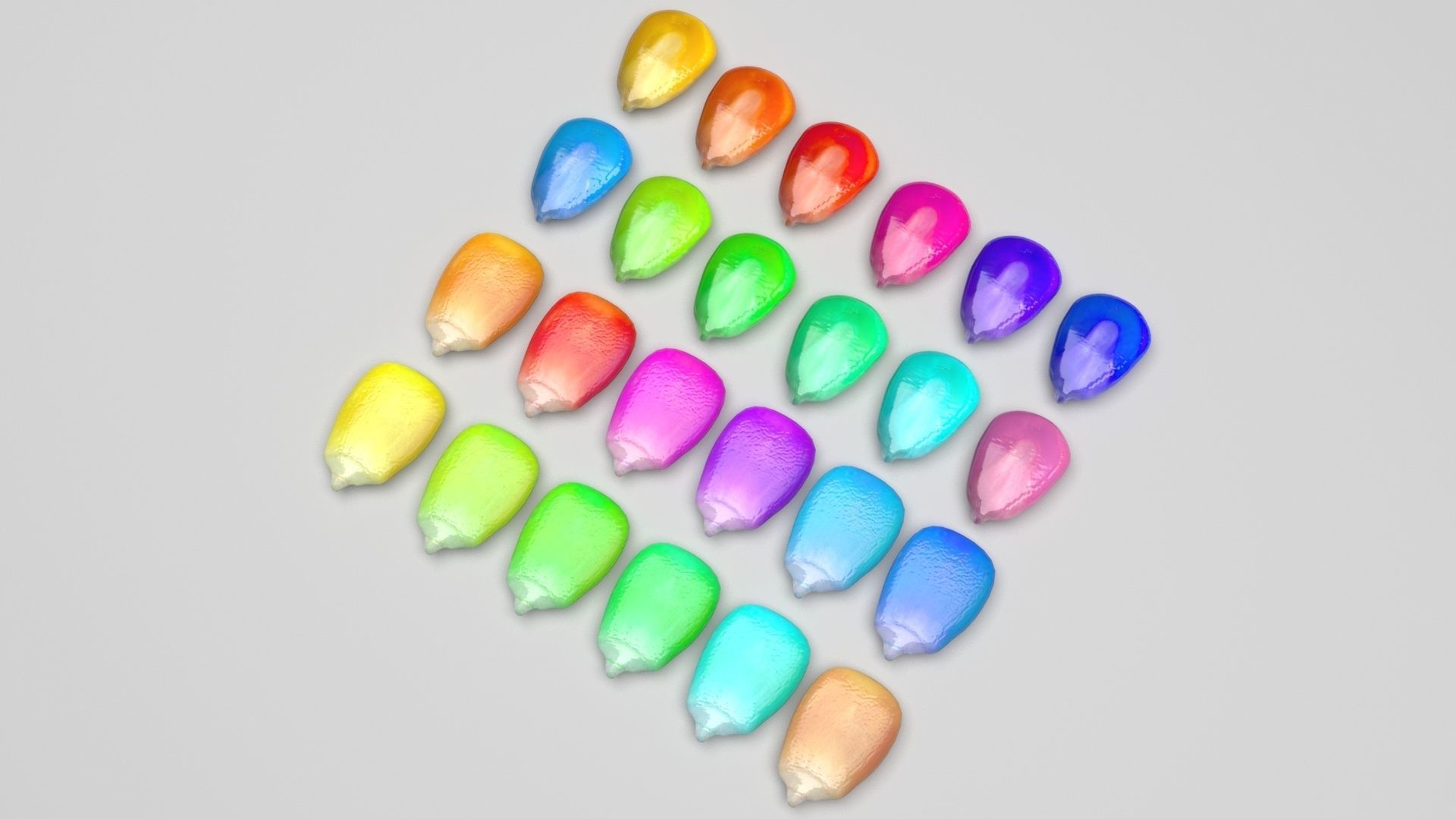 Colored Corn Kernels Set 3D model_1