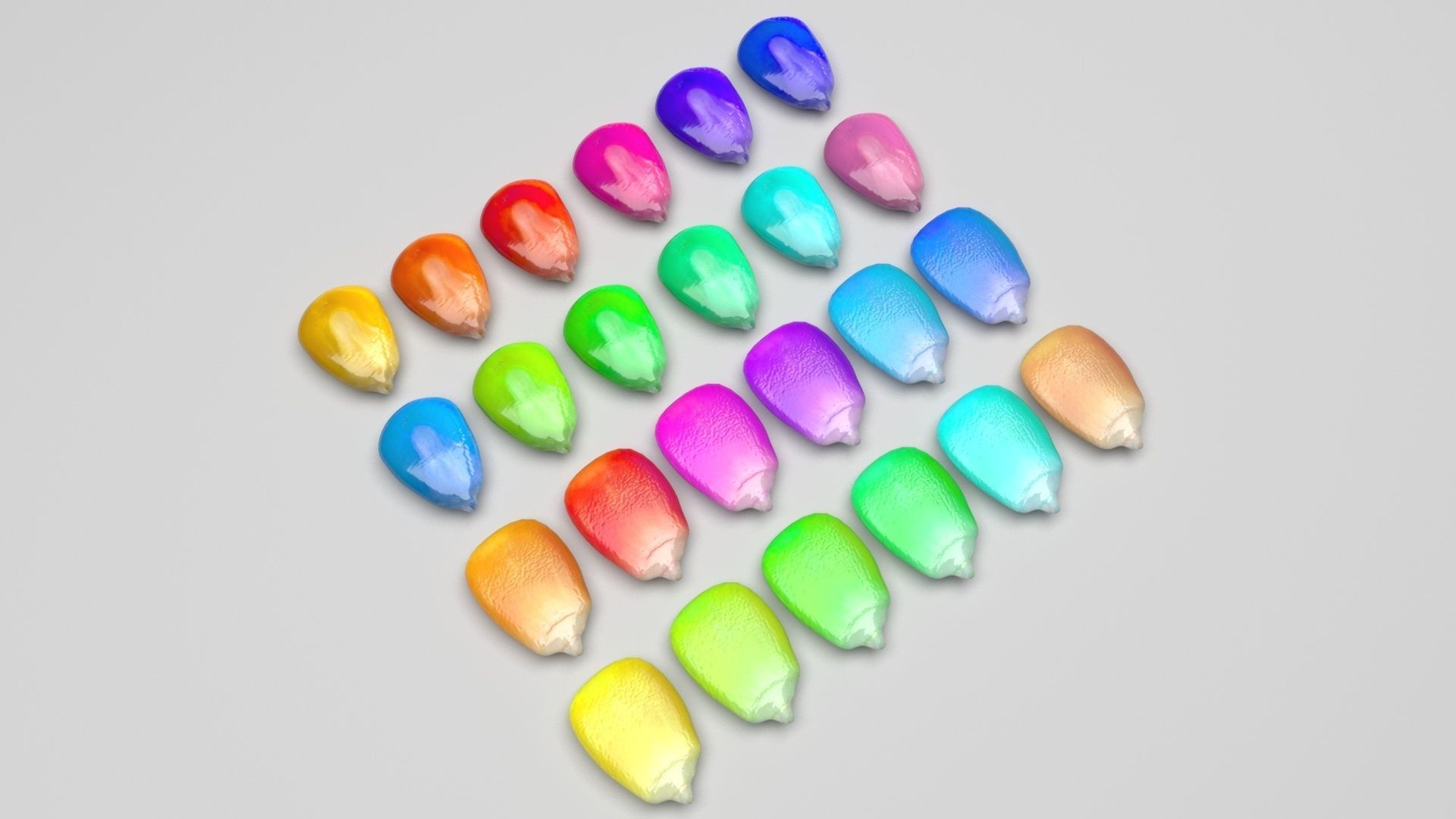 Colored Corn Kernels Set 3D model_4